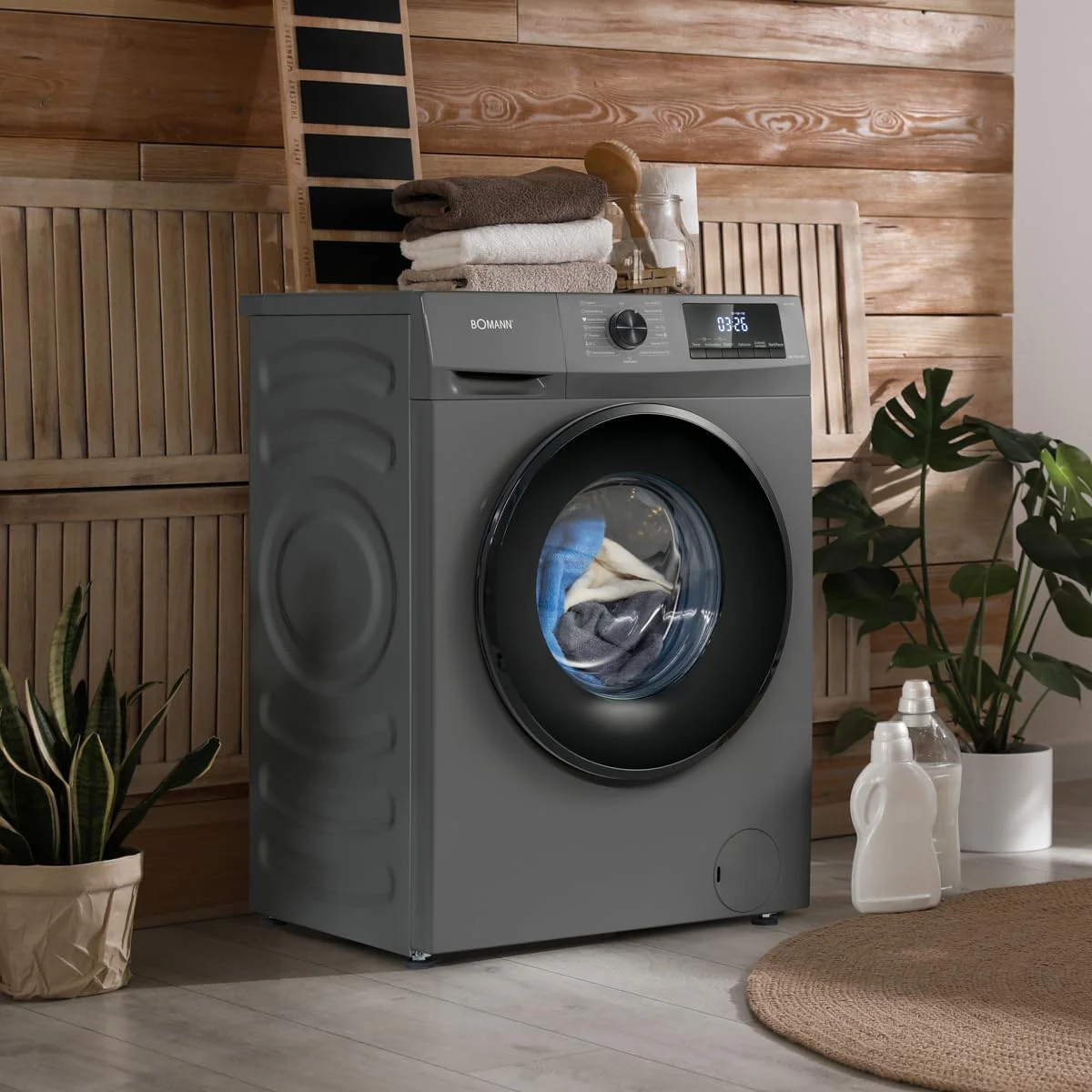 2025 Bomann WA 7175 Vaskemaskine / 7 kg / maks. 1400 o/min. / 10 års motorgaranti / Effektiv, støjsvag og holdbar invertermotor / 15 programmer / Programslutvælger / Titaniumsort farve
