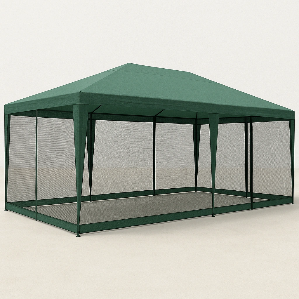 Tonnelle extérieure en fer vert pour événements de jardin 600x250x280 cm - qXkKLam342kS