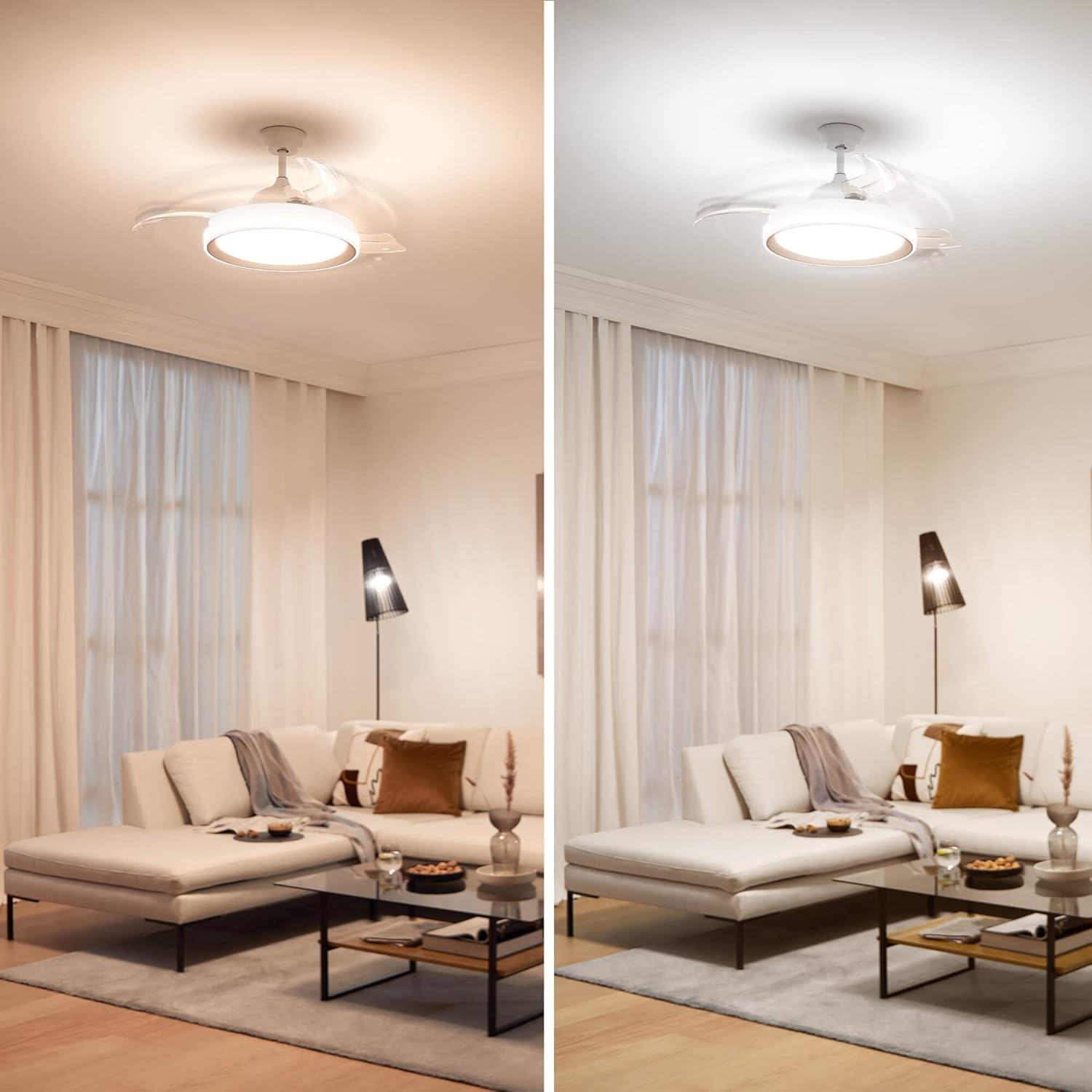 Ventilateur de plafond Philips Lighting Atlas avec éclairage LED et télécommande 106 cm Nickel