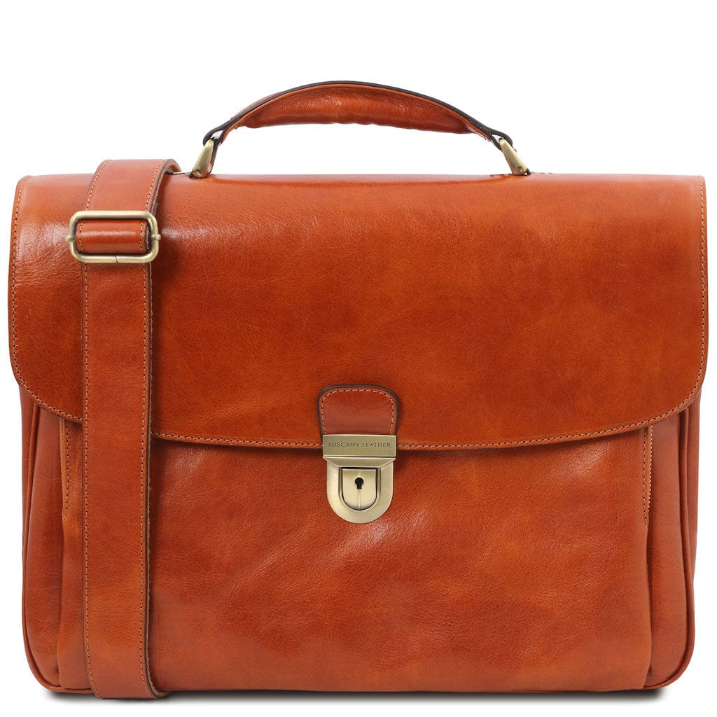 Alessandria - Matte leather multi compartment laptop briefcase | TL142067