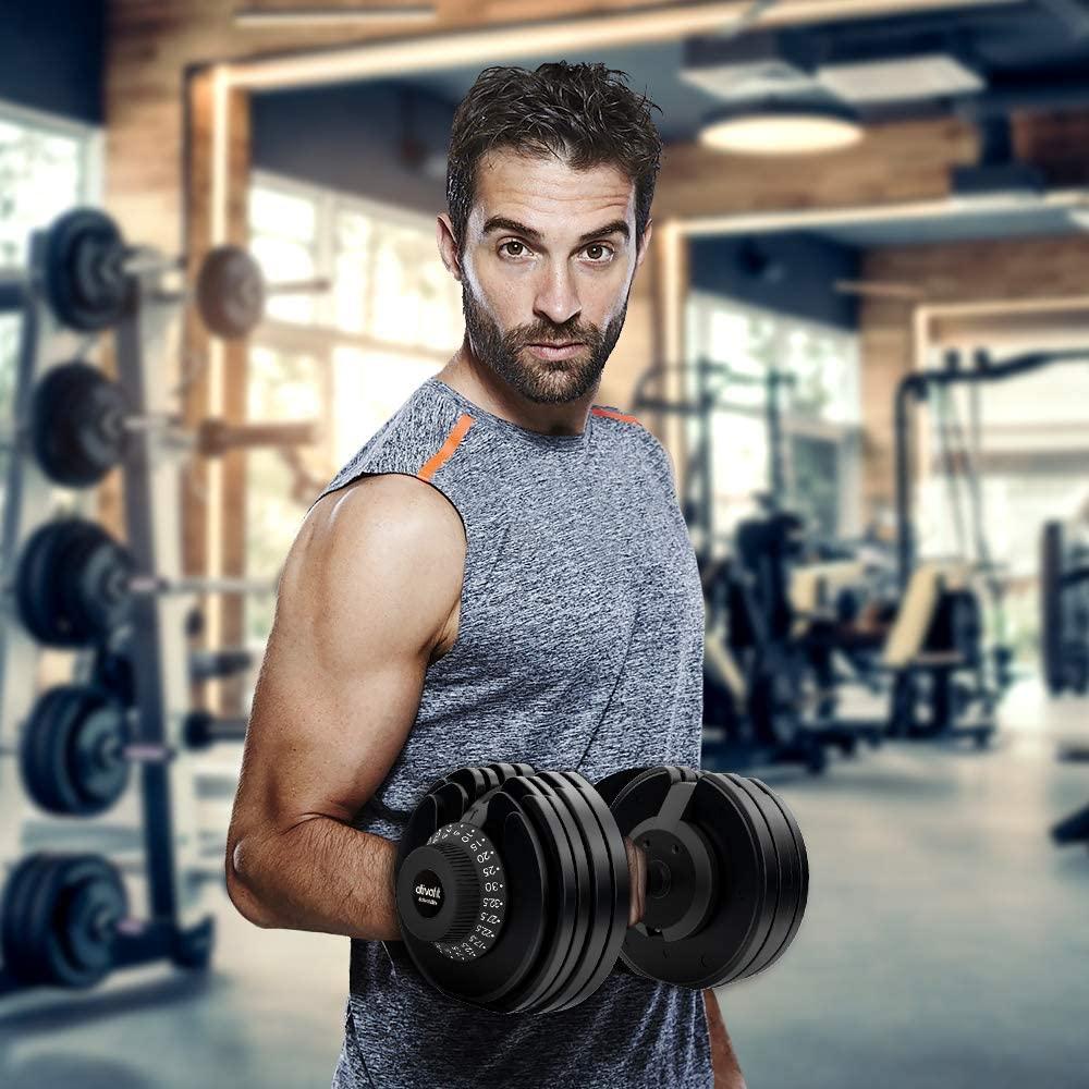 Ativafit Verstellbare Hantel mit Gewichtsregler, Griff und Gewichtsscheiben für das Heim-Fitnessstudio – Hinweis: Einzelgerät (71,5 lbs)