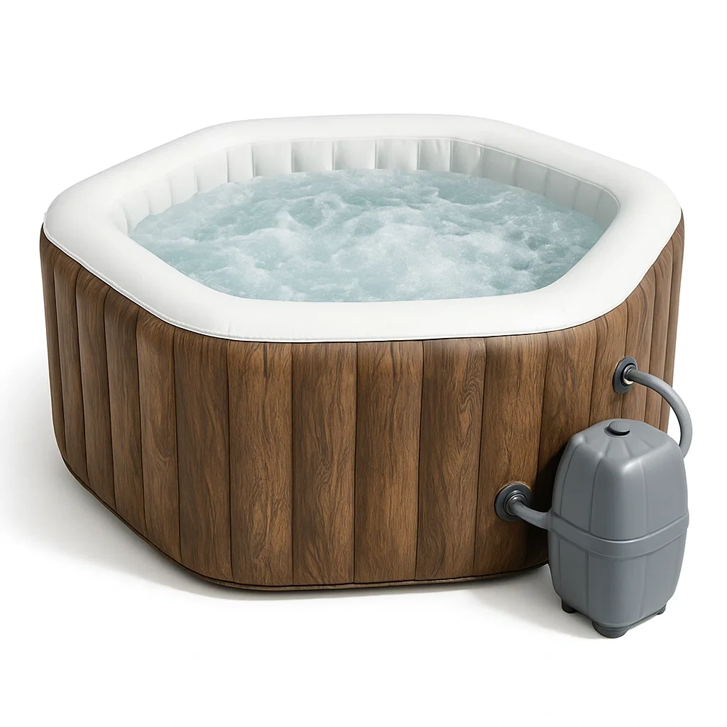 Spa gonflable 180x180x71 cm 4 personnes octogonal couleur bois iMqXTjX353bQ
