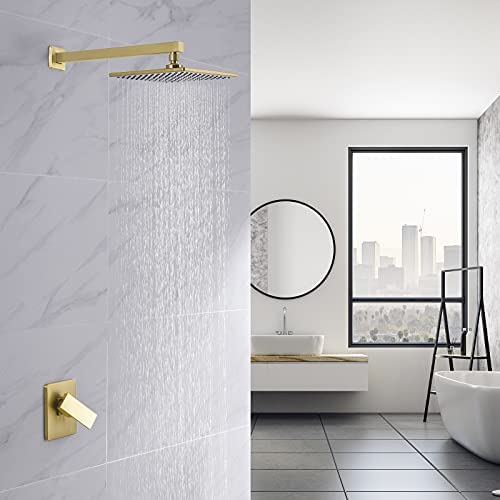 KES Schwarze Duscharmatur mit Duschventil und Regenduschkopf