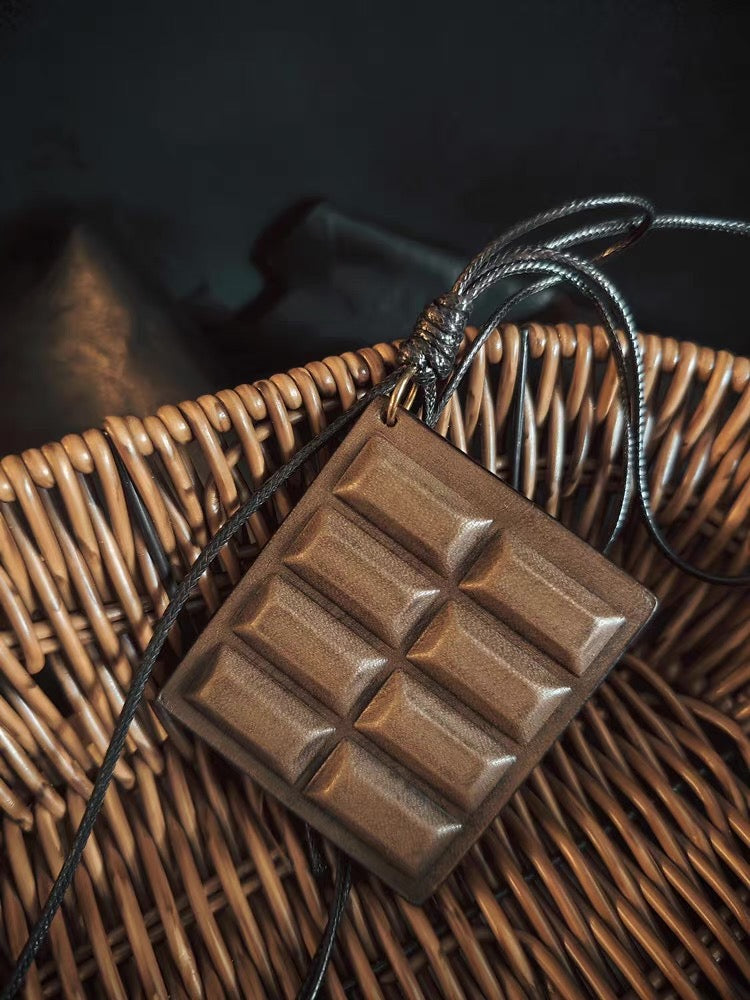 Chocolate Bar Bag Charm - Handmade Full-Grain Leather