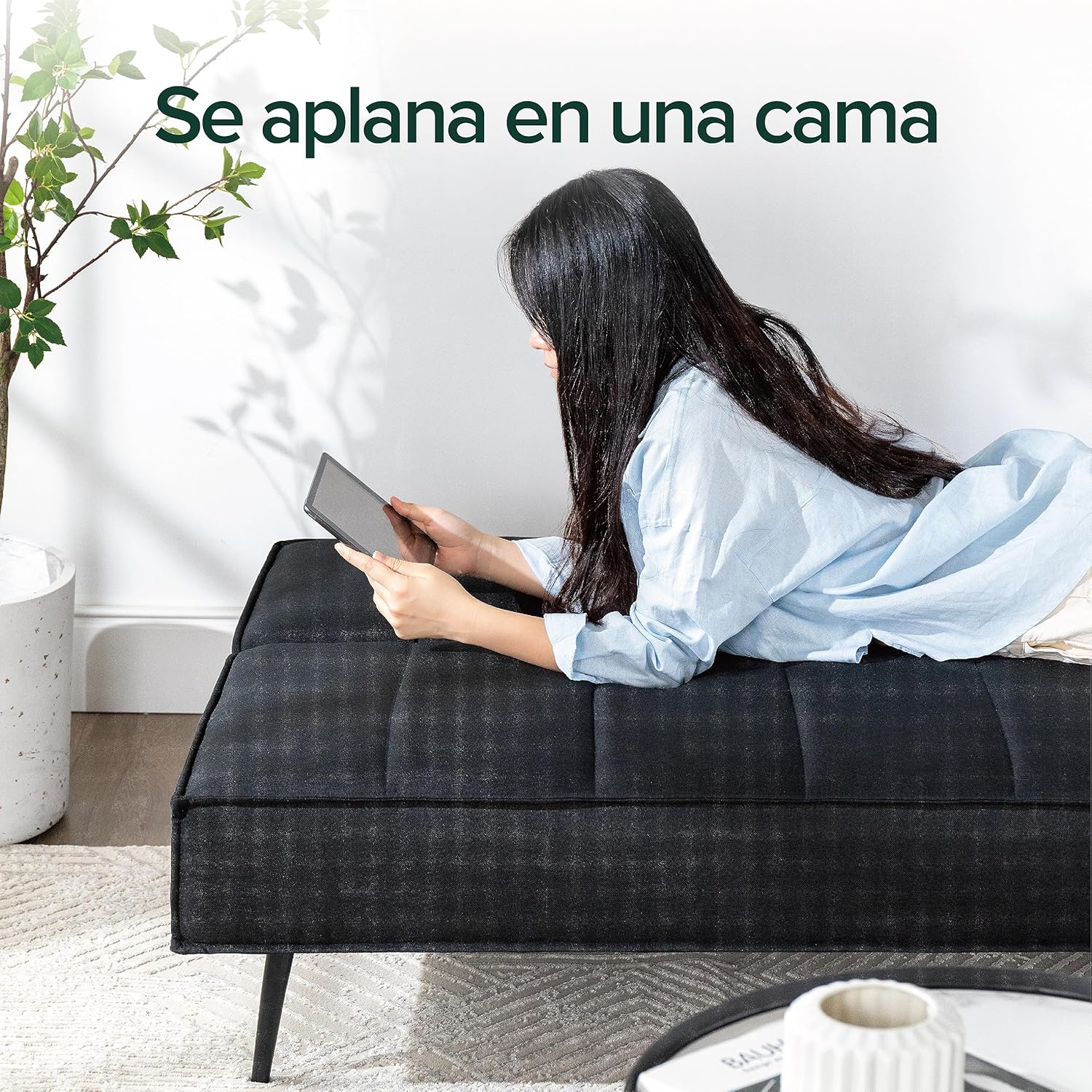 Zinus Quinn Click Clack sovesofa - 2-i-1 foldbar sovesofa - Velegnet til gæsteværelser og små rum - Grå