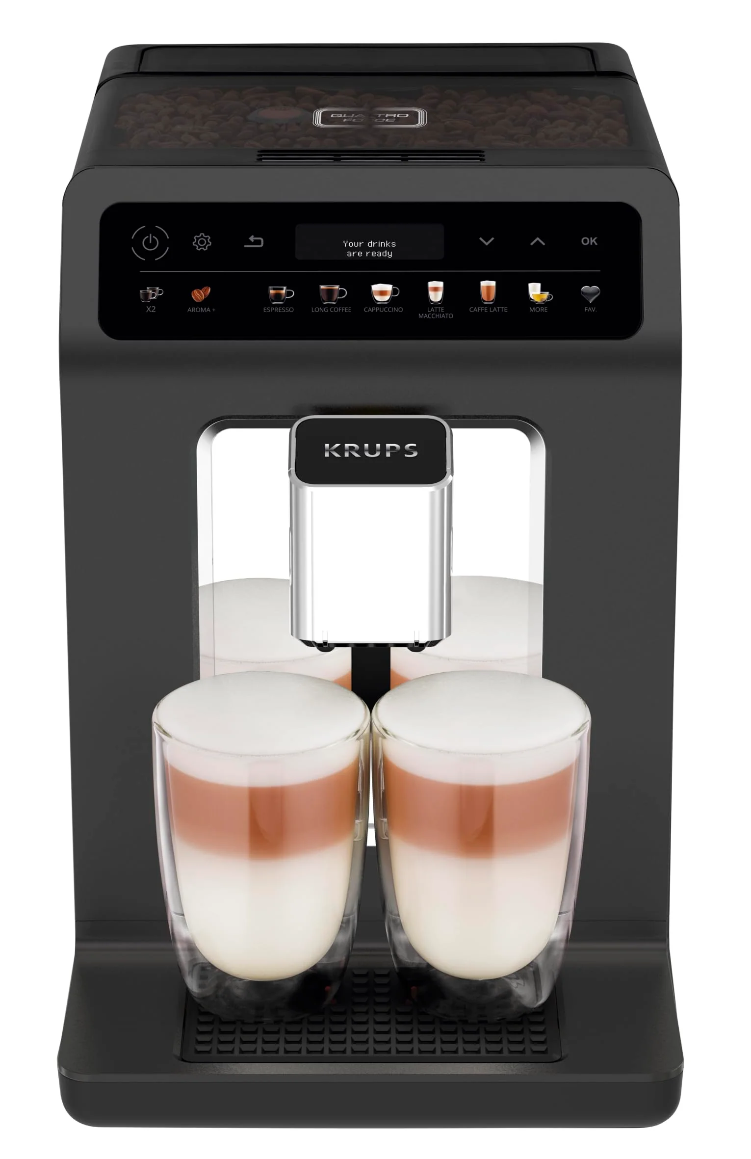 Krups Intuition Experience 2025 – Kaffeevollautomat. Farb-Touchscreen. Kontrollleuchten. 17 individuell anpassbare Getränke. Eigene Rezepte. Edelstahl.