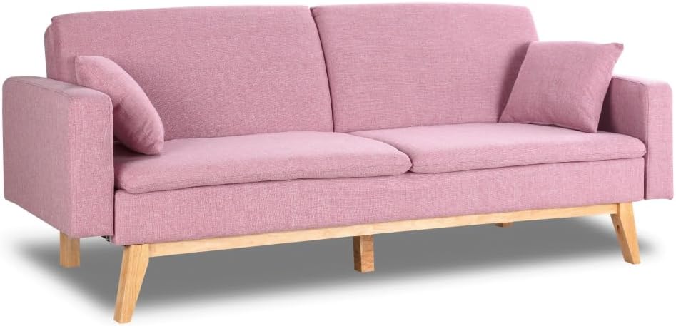 Don Descanso Reine 3-Sitzer-Schlafsofa, Stoffbezug, Click-Clack-Öffnungssystem, Sofa-Maße: 201 x 73 x 79 cm, Bett-Maße: 201 x 99 x 42 cm, inklusive 2 Kissen, Hellgrau