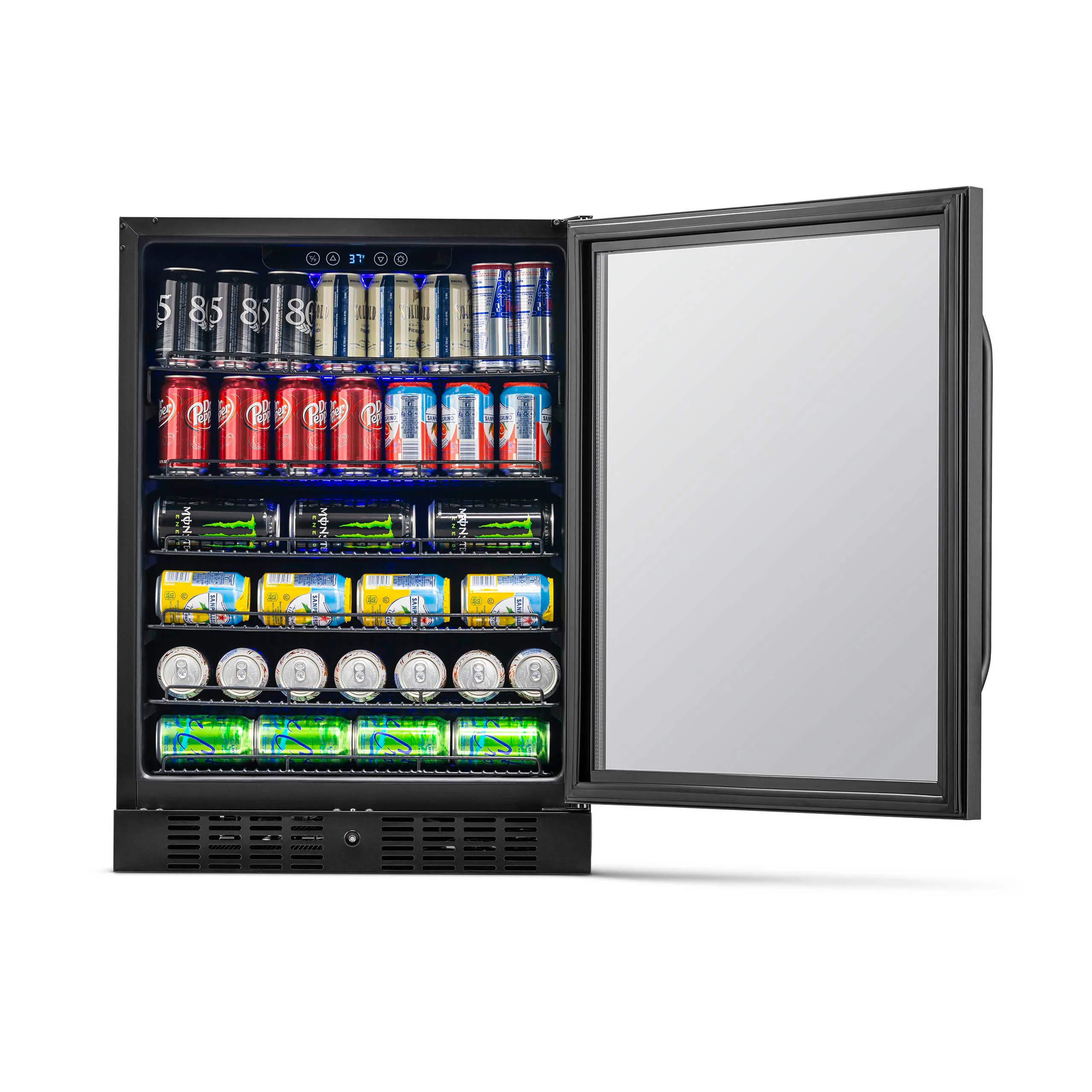 Newair® Einbaukühlschrank (2025) mit 177 Dosen Fassungsvermögen – 24 Zoll – Schwarzer Edelstahl