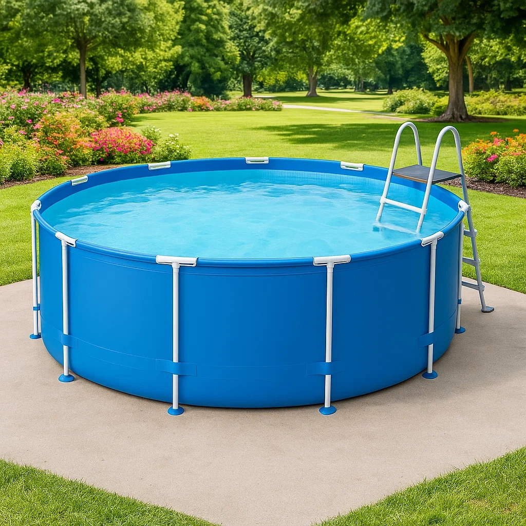 Piscine tubulaire ronde amovible en acier bleu 298x96 cm avec filtre et échelle vXjfTvh232lD