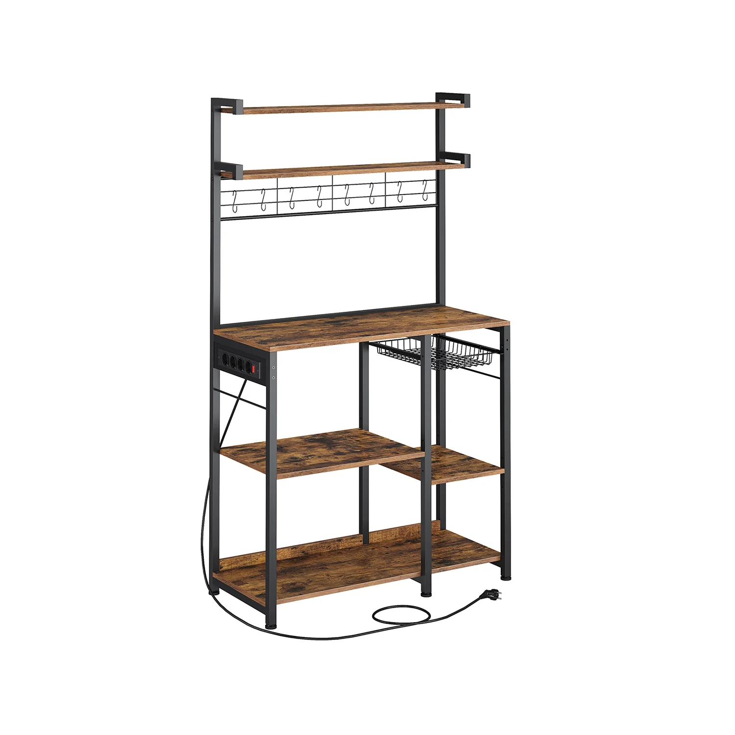 Bagerireol med stikkontakt, kaffebar, justerbare hylder