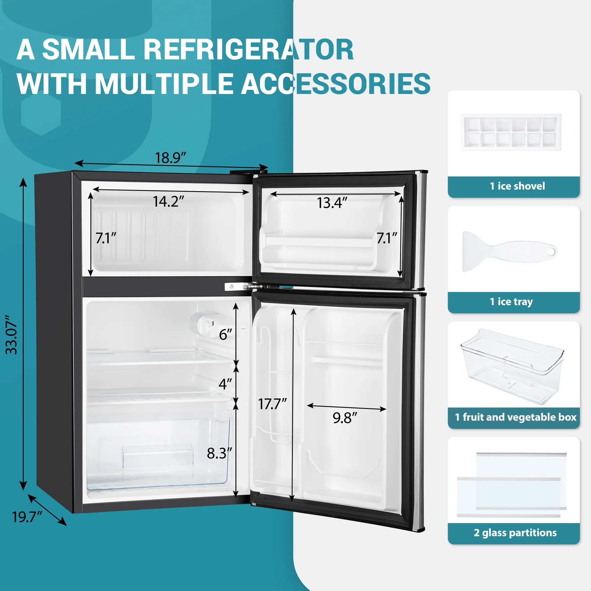 Mini-réfrigérateur EUHOMY 2025 de 90 litres (3,2 pi³) – Encastrable ou pose libre