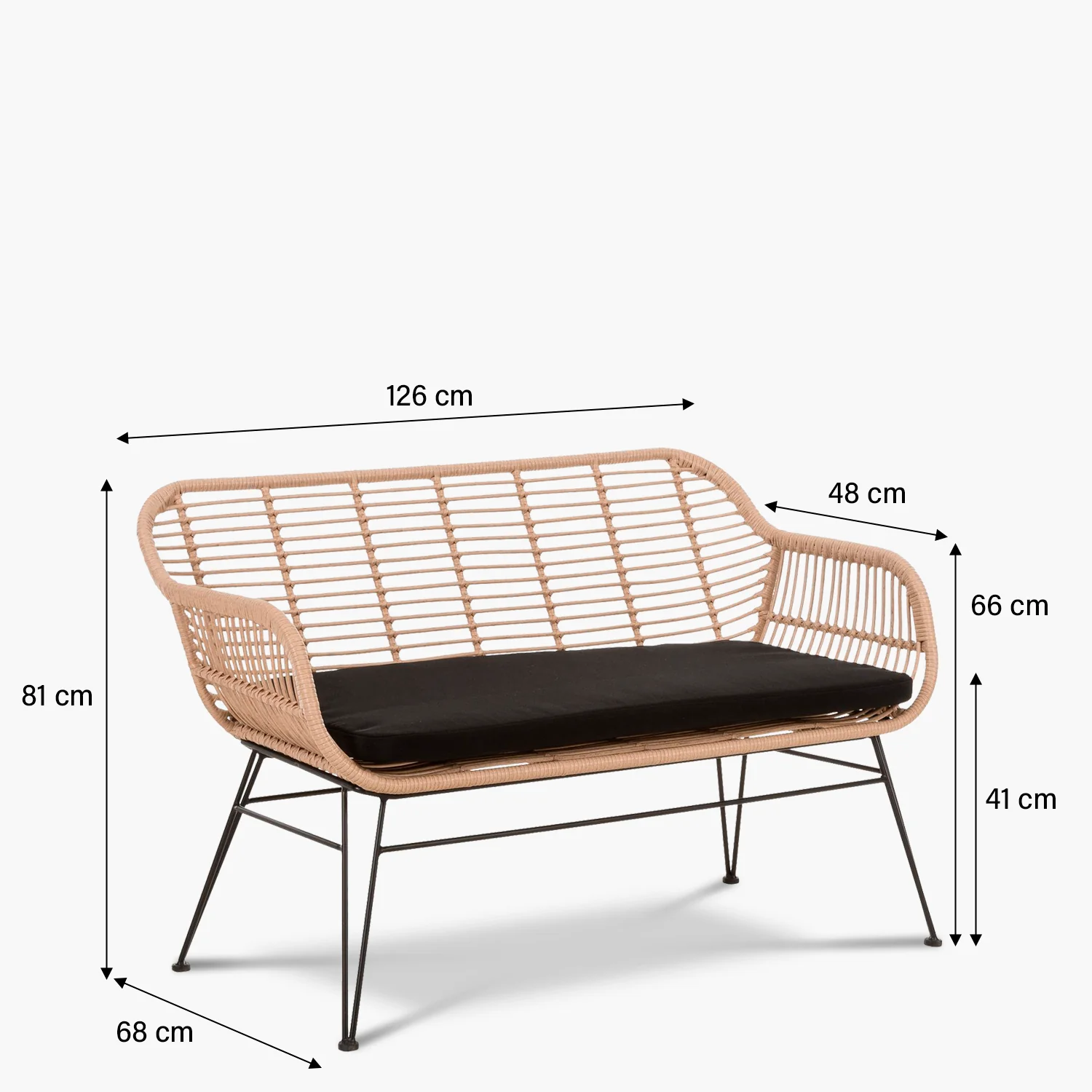 2025 Kreta syntetisk rattanbænk