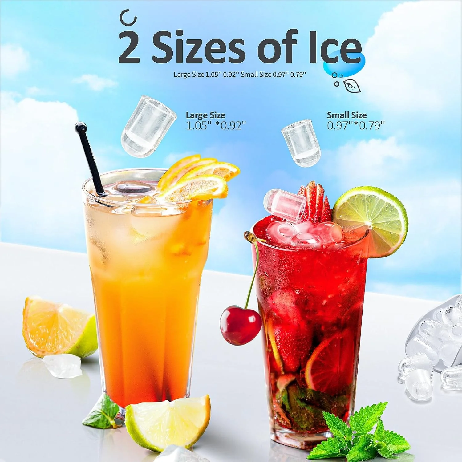 Eiswürfelbereiter 2025 für die Arbeitsplatte. Kaubare Eiswürfel. 15 kg/24 h. Selbstreinigend. Schalleis. Ein-Knopf-Bedienung. Für Küche oder Büro. Edelstahl, silberfarben.