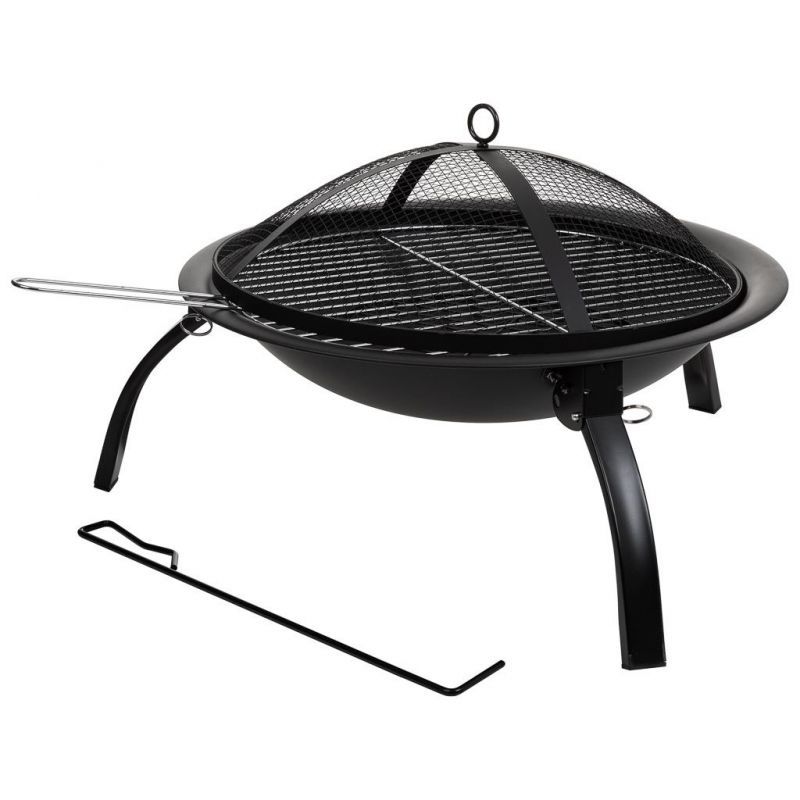 Barbecue d'extérieur en métal avec grille noire