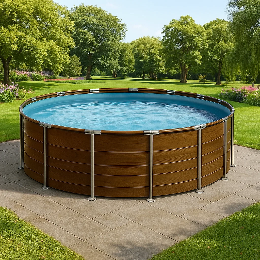 Piscine tubulaire ronde 298x96 cm couleur bois avec filtre et échelle jzWeJss247RF