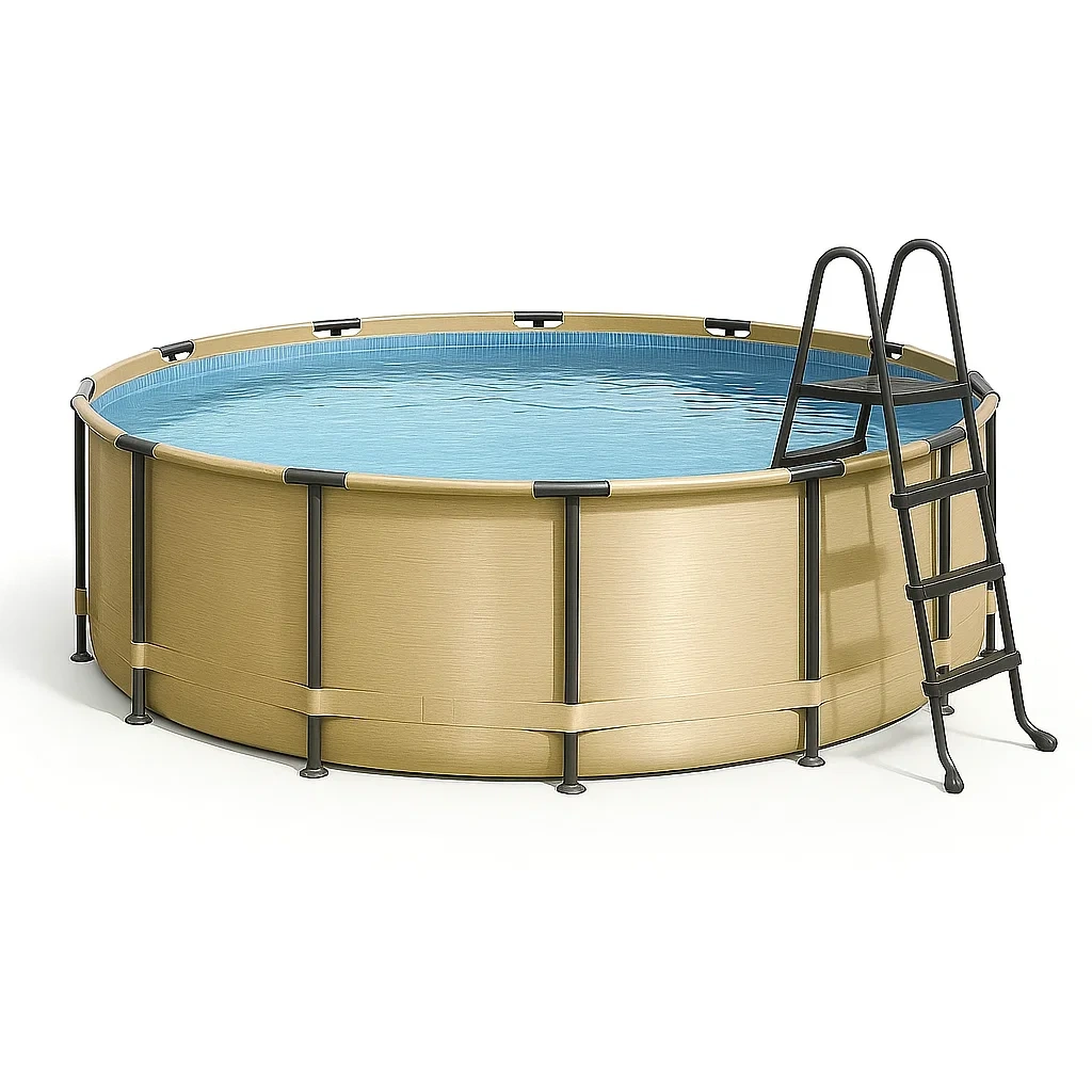 Piscine tubulaire ronde 358 x 98 cm, couleur beige, avec filtre et échelle YQOLyvm261ti