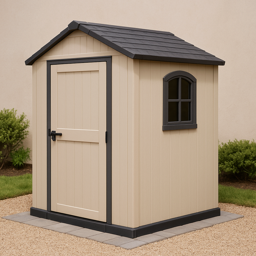 Abri de jardin en résine 195 x 150 x 200 cm Beige/Noir rbCWeIN387ay