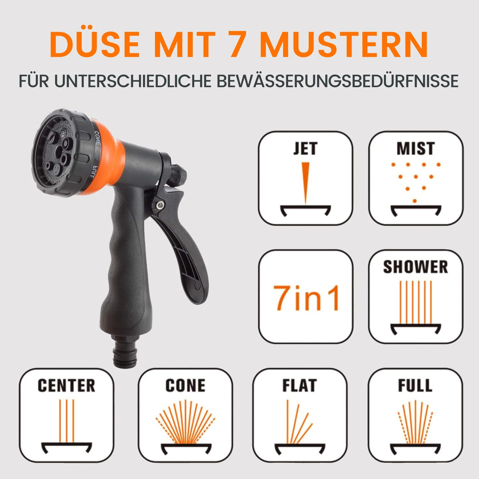 2025 Giraffe Tools automatisk vægmonteret slangeoprullerboks 35m + 2m. 180° roterende slangeopruller med 7 justerbare dyser og tilslutningsslange