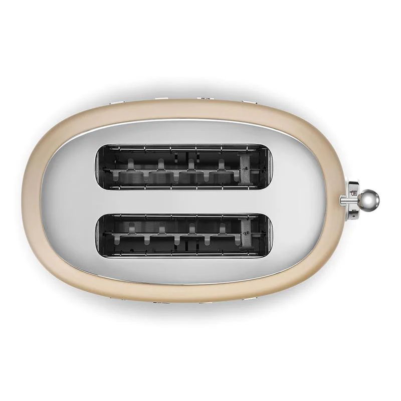 Grille-pain rétro 2 tranches SMEG TSF01CHMUK (2025), style années 50 – Finition champagne mat