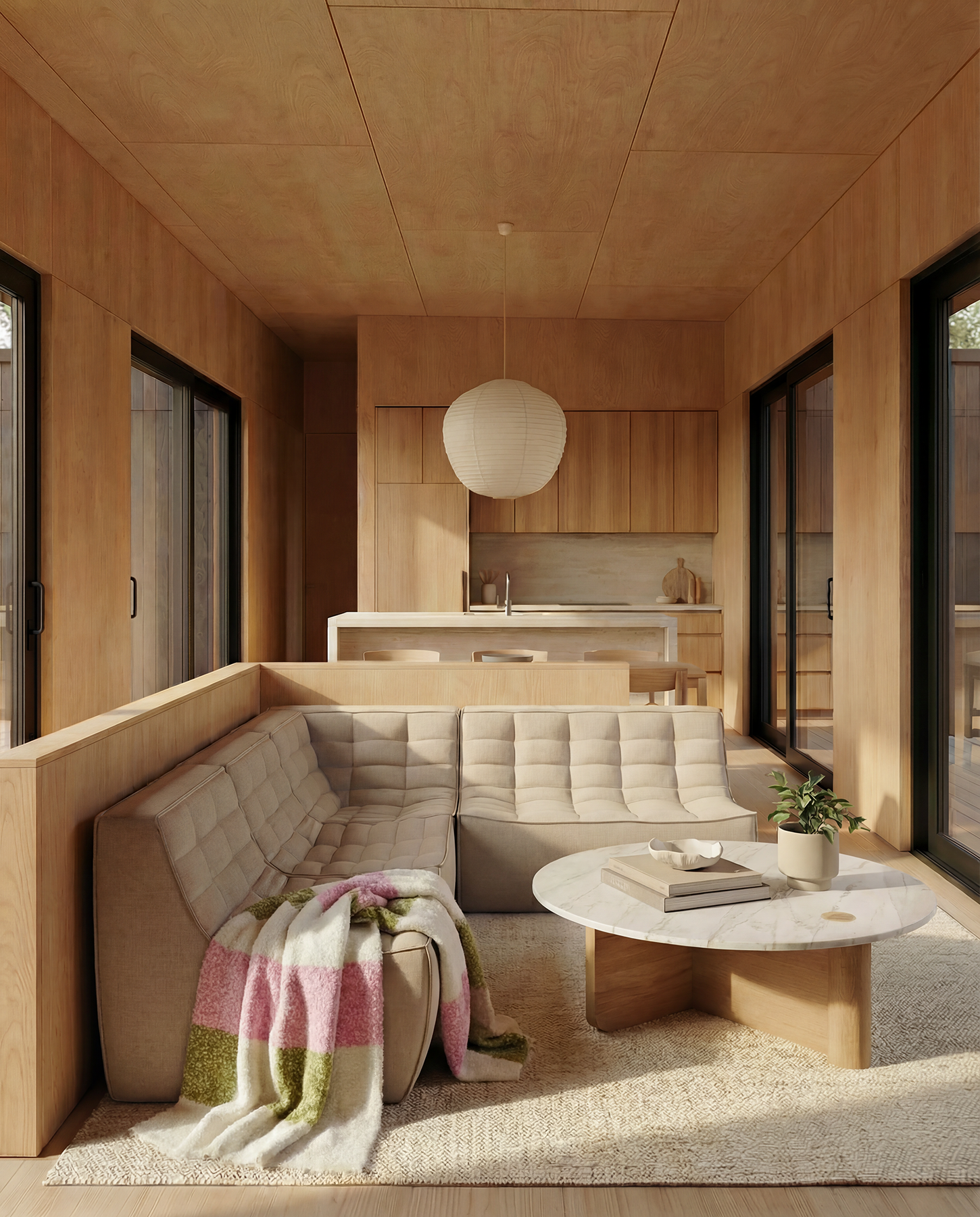 Mesa de centro pivotante | Redonda - Madera y piedra