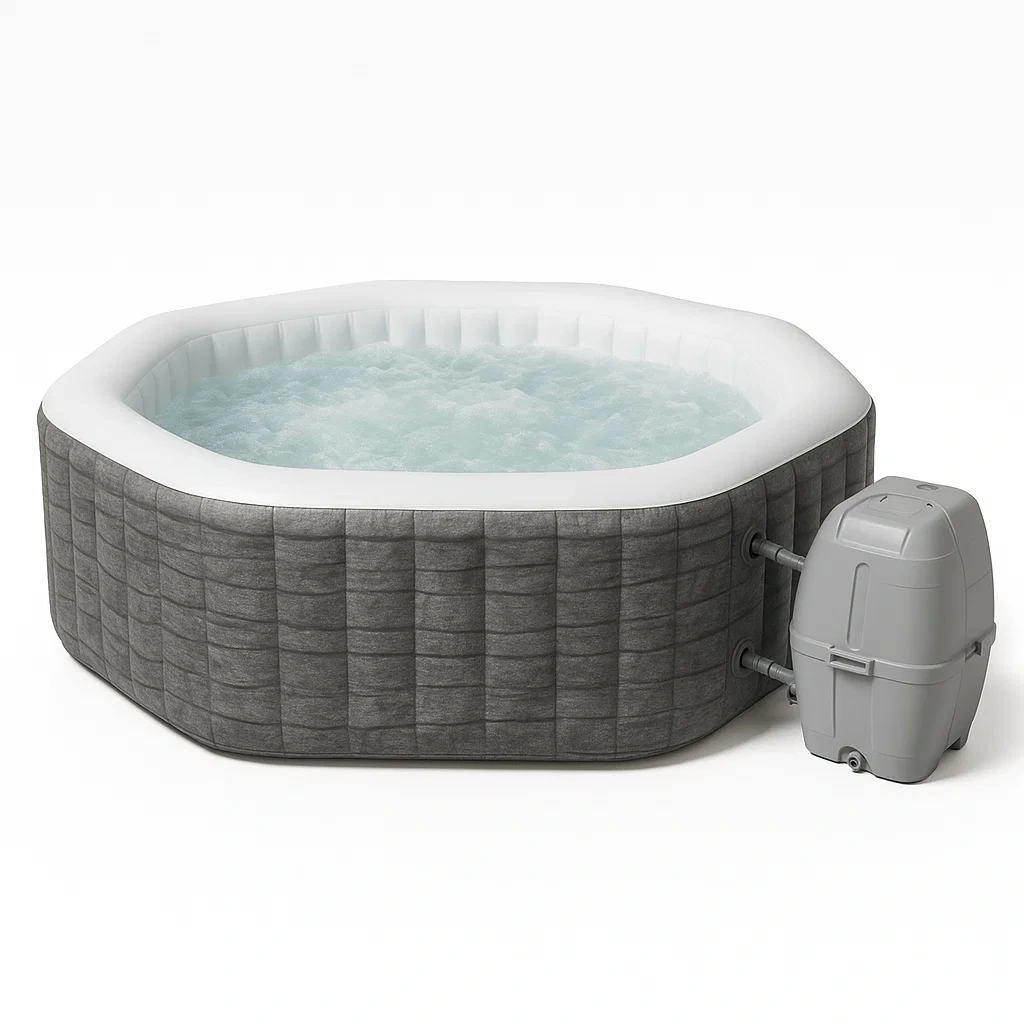 Spa gonflable, 196 x 196 x 71 cm, 4 personnes, octogonal, gris/blanc QHDdiNs372KM