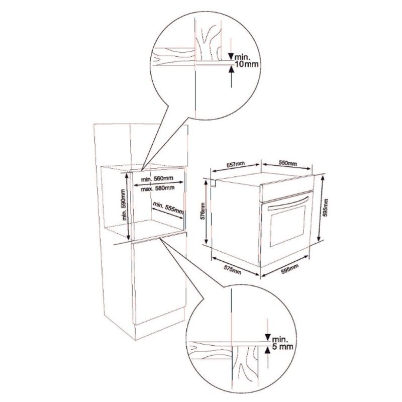 Aspes Ahe1300x Edelstahl-Backofen