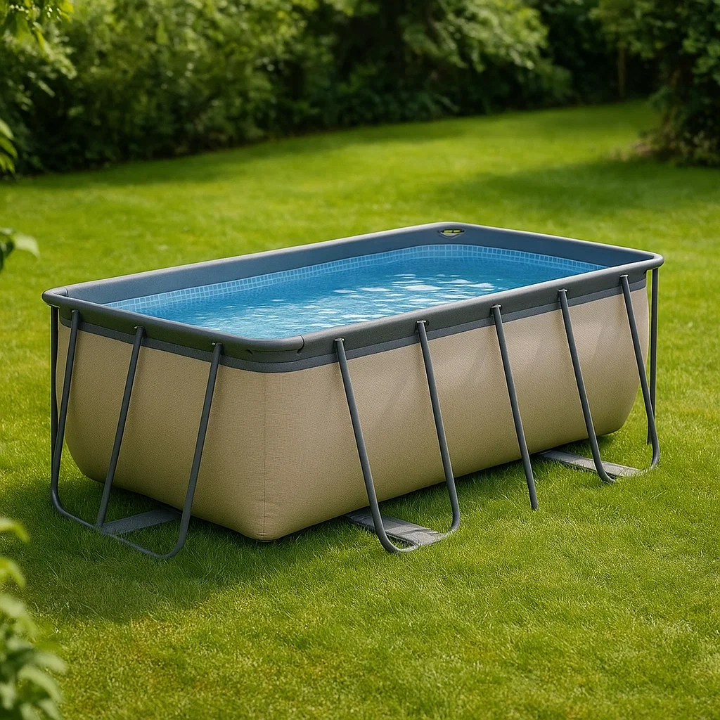 Piscine tubulaire rectangulaire, 7000 L, PVC et acier, beige et gris, installation hors sol, 300 x 175 x 80 cm - OfHYbCjvrGzg