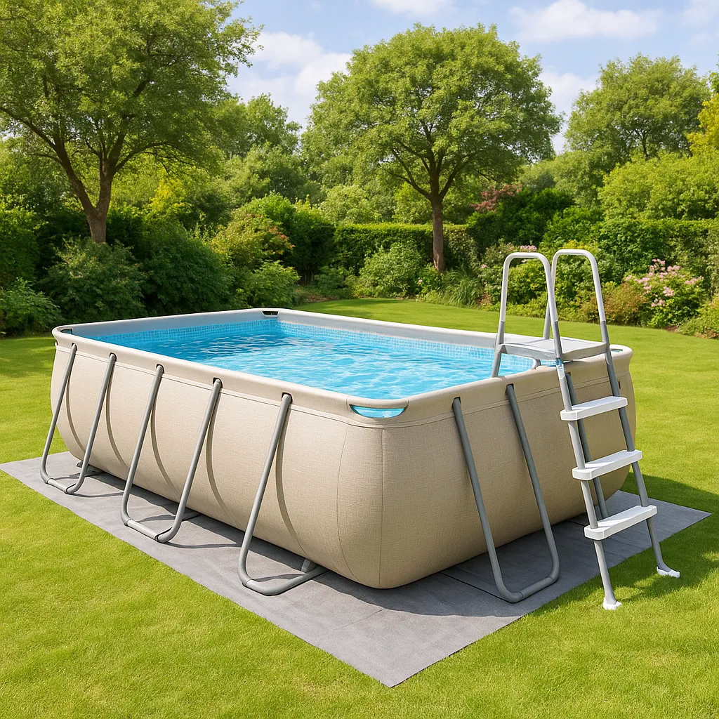 Piscine tubulaire ovale, piscine tubulaire rectangulaire, piscine hors-sol rectangulaire beige, beige, métal et PVC, jardin et extérieur, 488 x 305 x 107 cm QsRbCtj611oq