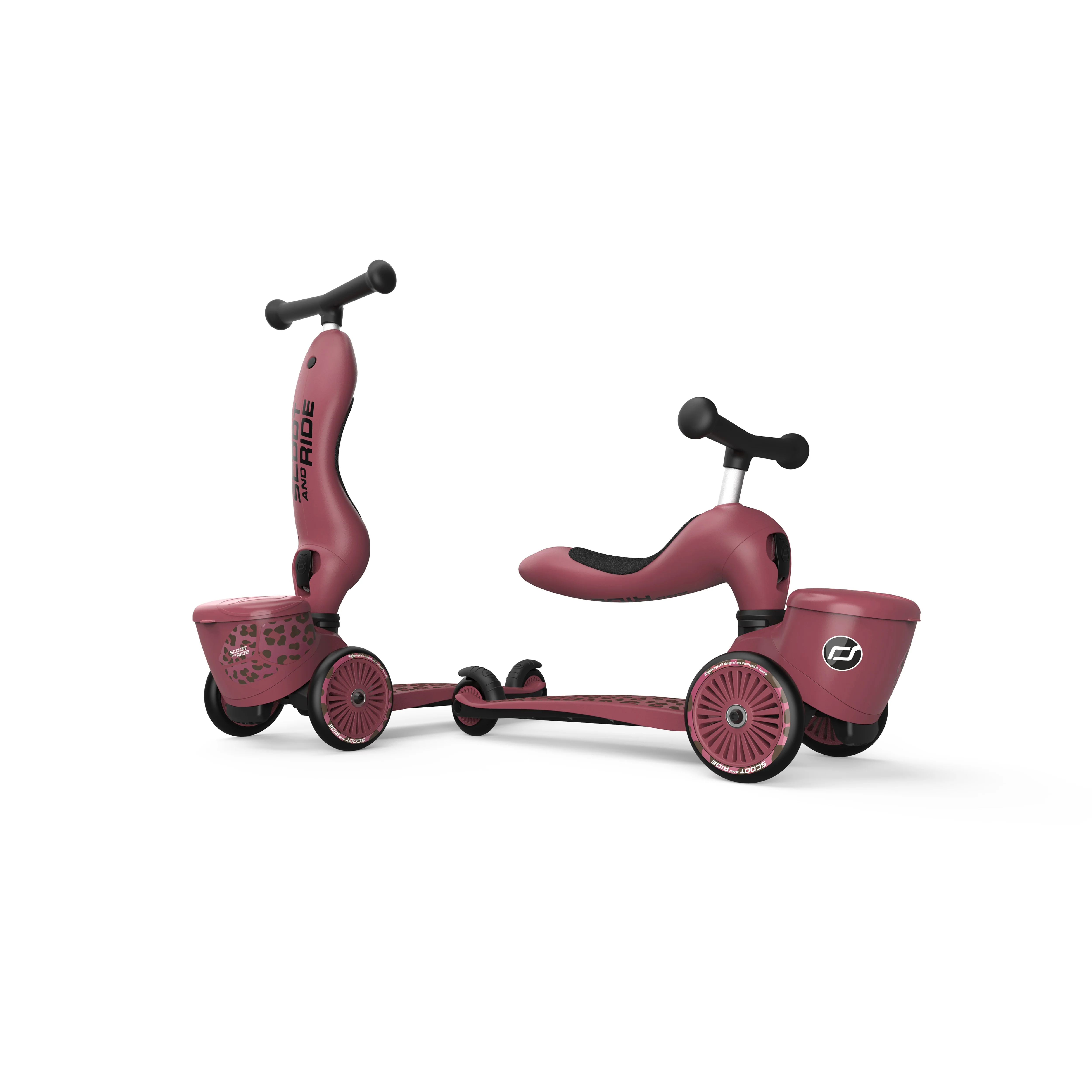 Trottinette 2-en-1 Scoot & Ride Highwaykick 1 Lifestyle avec siège (modèle 2025). Pour les enfants de 1 à 5 ans. Modèle avec compartiment de rangement.