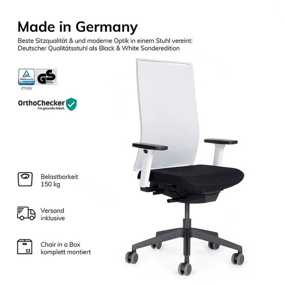 Agilis Matrix MT12 2025 Langsam verstellbarer ergonomischer Bürostuhl mit Netzrückenlehne, Sonderedition, Reines Schwarz