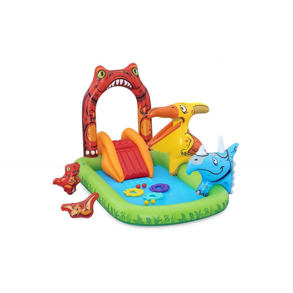 Bestway Aufblasbarer Dinosaurier-Spielplatzpool 241x140x137 cm +3-6 Jahre Garten 531