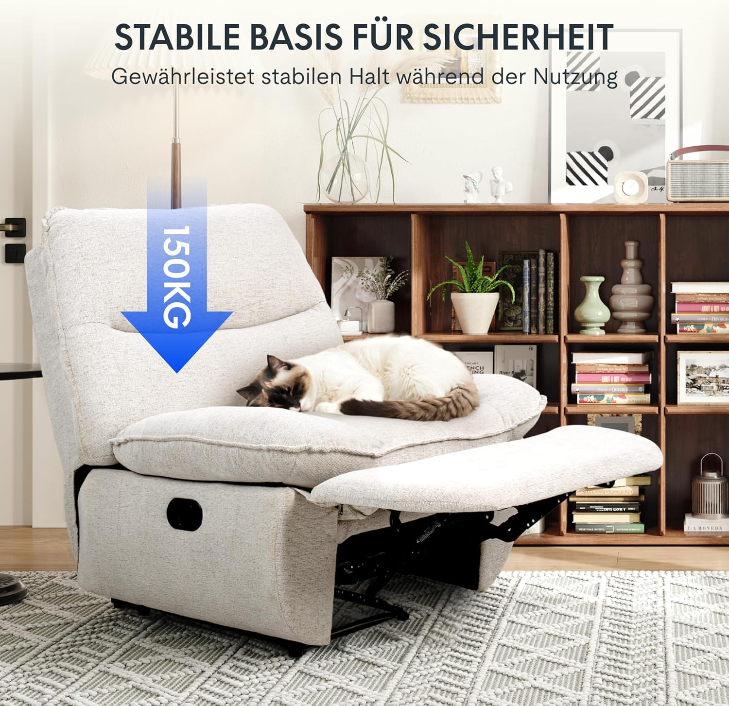 FLEXISPOT XC6 Relaxsessel, Drehsofa mit Wippfunktion, TV-Sessel mit verstellbarer Rückenlehne, Liegesessel für Schlafzimmer, Wohnzimmer und Heimkino (Beige)