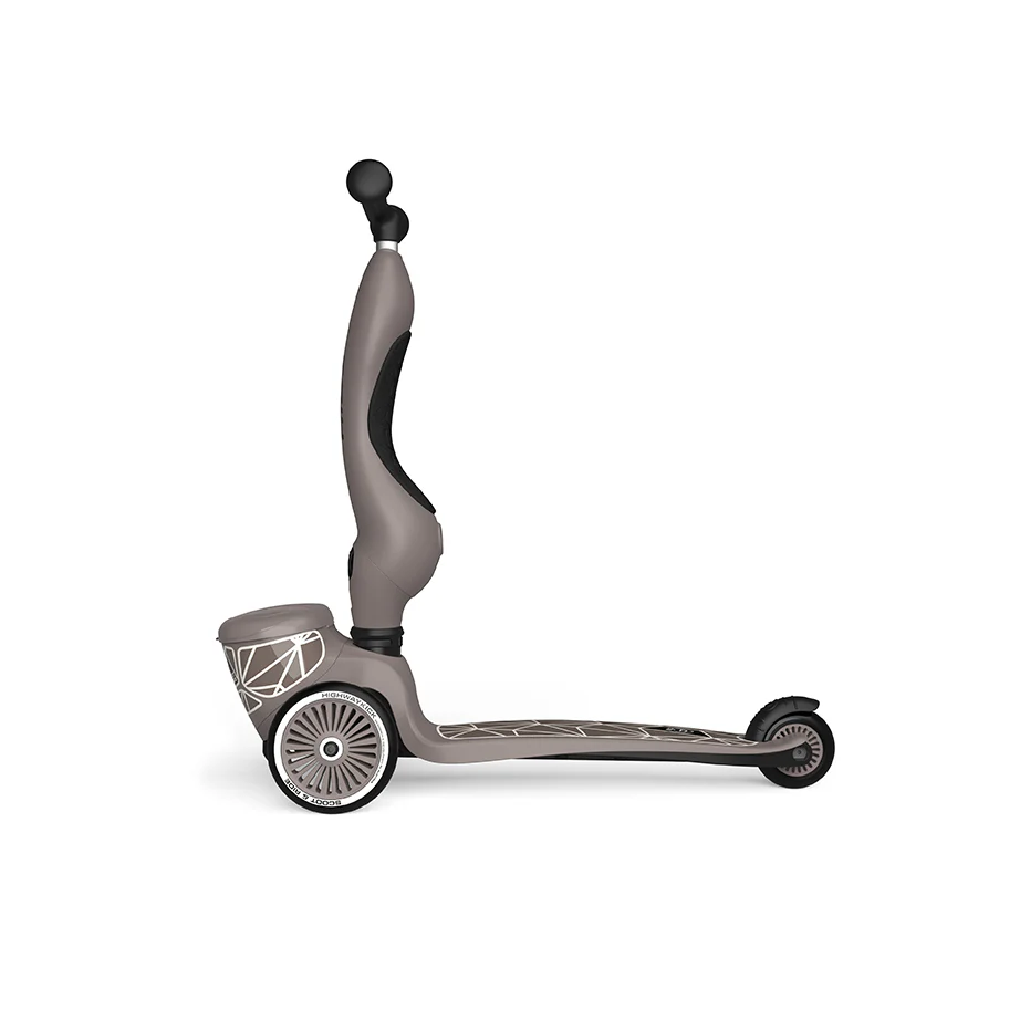 Trottinette 2-en-1 Scoot & Ride Highwaykick 1 Lifestyle avec siège (modèle 2025). Pour les enfants de 1 à 5 ans. Modèle avec compartiment de rangement.
