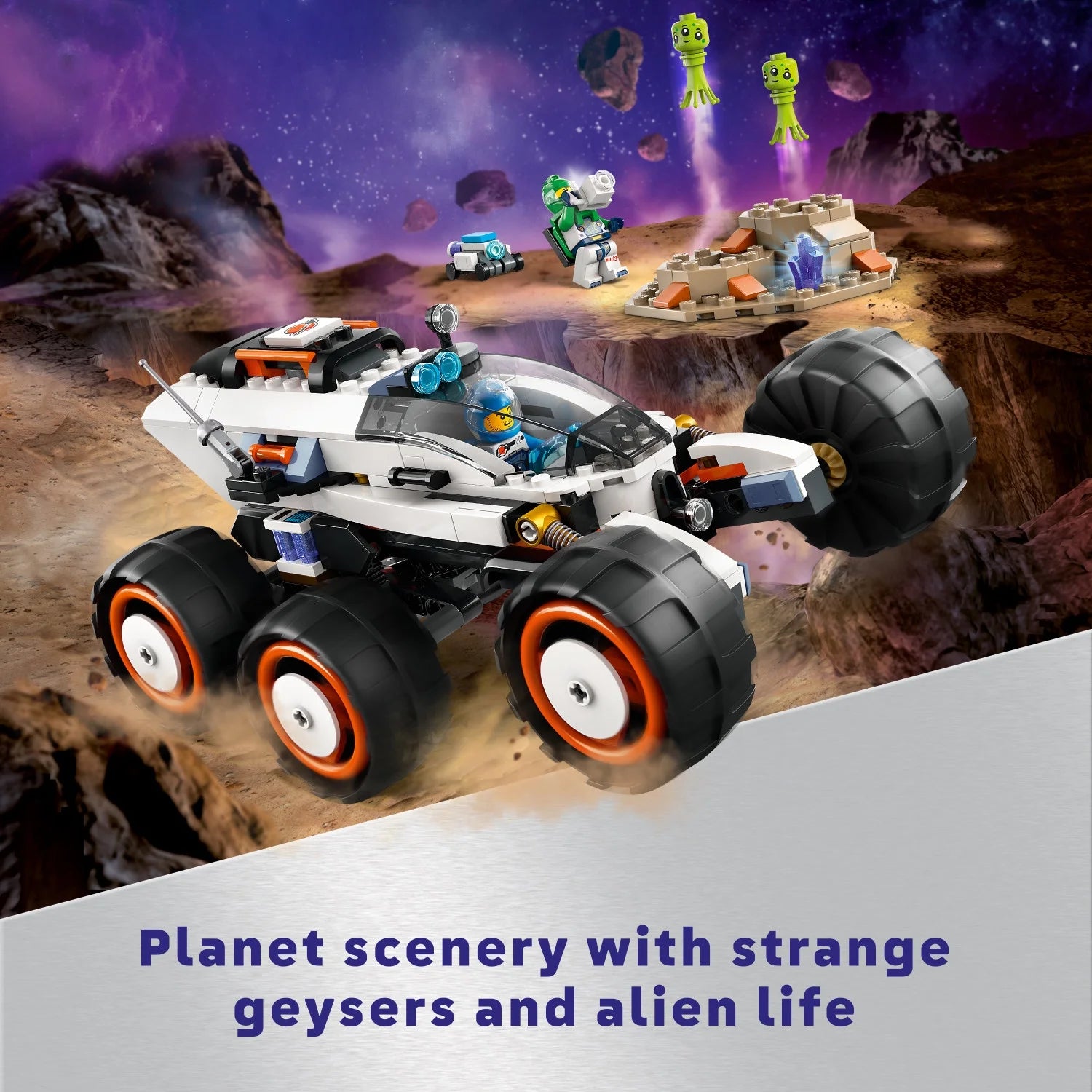 LEGO City Weltraumforscher mit Rover und außerirdischem Leben, Weltraumspielzeug für Jungen und Mädchen ab 6 Jahren mit 2 Minifiguren, Roboter- und Alienfiguren, STEM-Spielzeug für fantasievolles Spielen, 60431