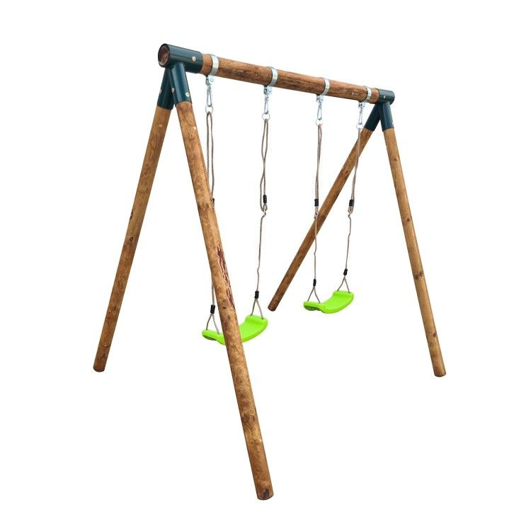 Masgames Kaba Runde Doppelschaukel aus Holz mit zwei flachen Sitzen