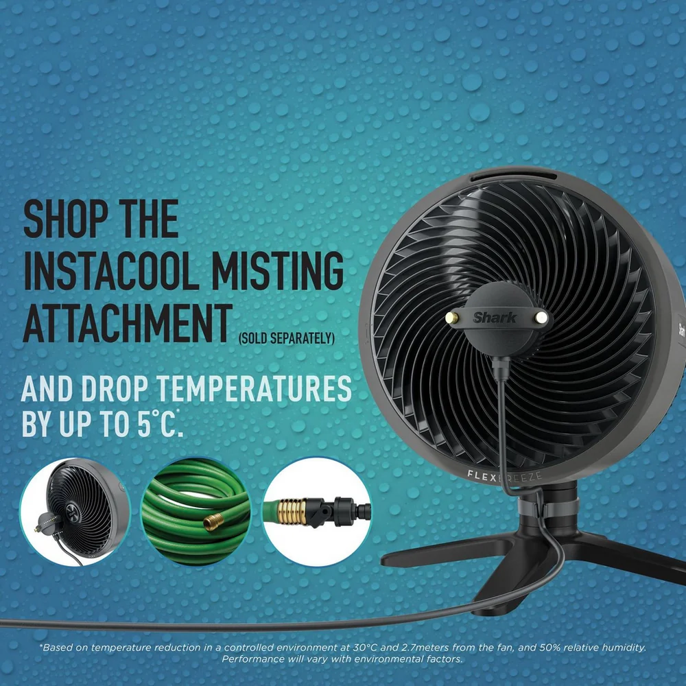 Ventilateur de table haute vitesse Shark FA150UK FlexBreeze 2025 pour une utilisation intérieure et extérieure – Brume d'abeille