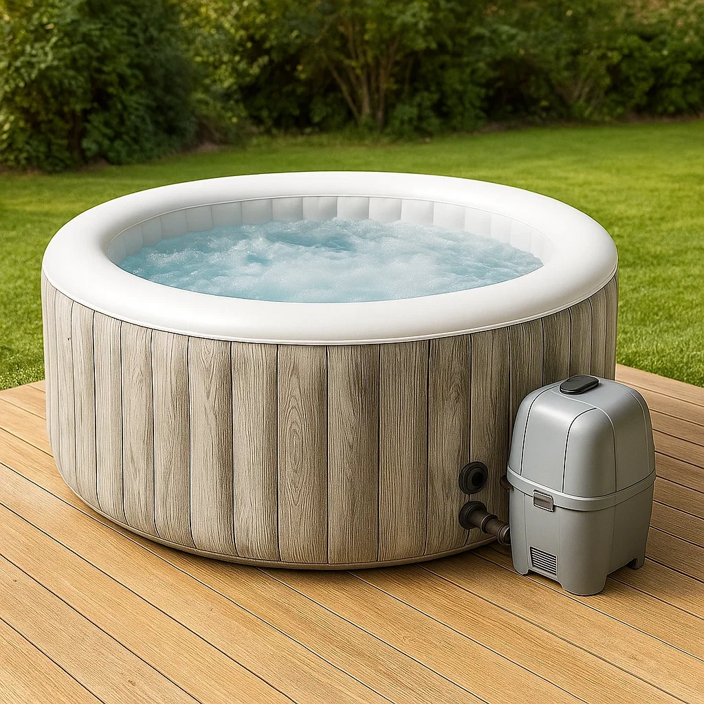 Spa gonflable 196 x 196 x 71 cm, 4 places, gris/blanc, forme ronde gCVkEoi368PC