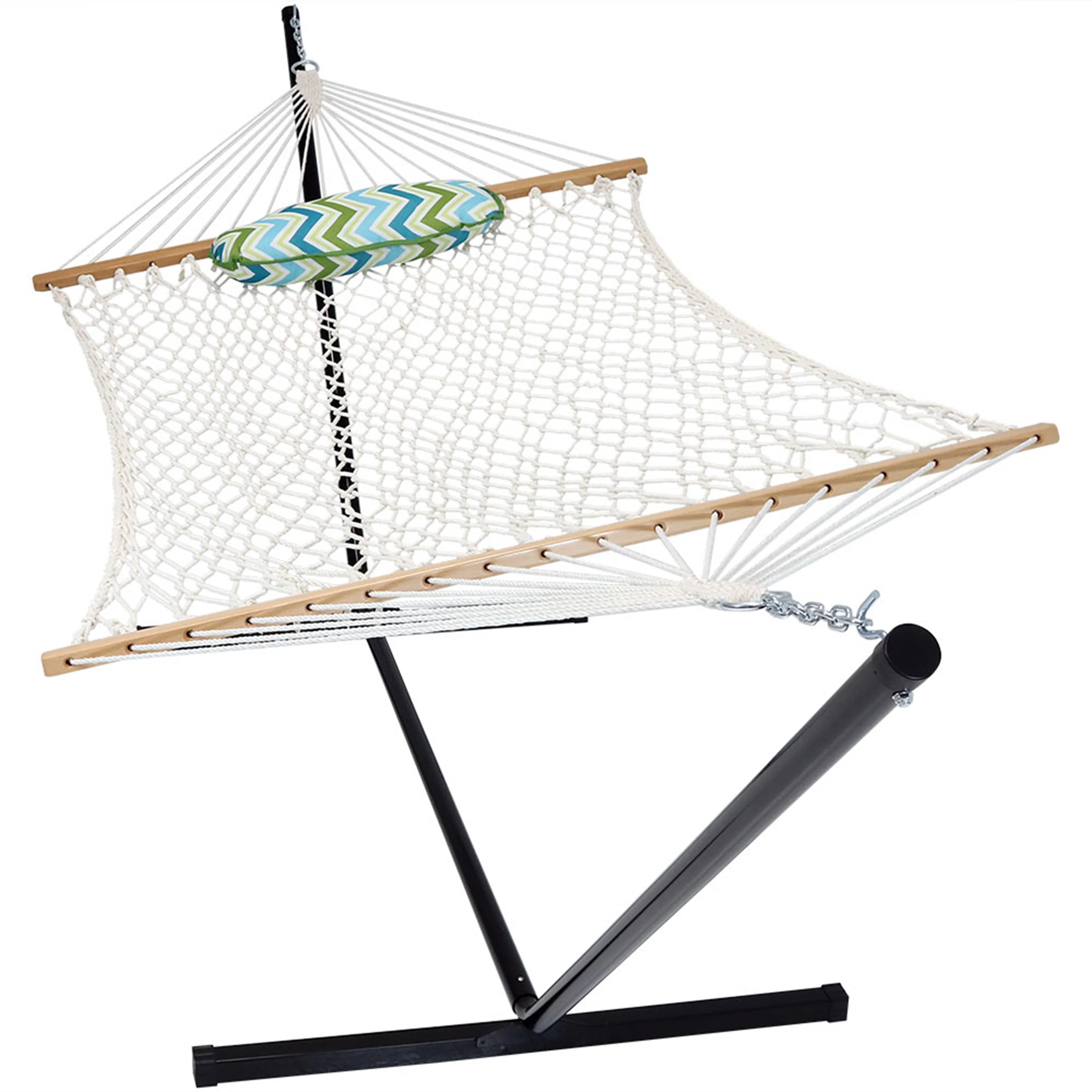 2025 Sunnydaze 12' rebhængekøje med stålstativ, madras og pude