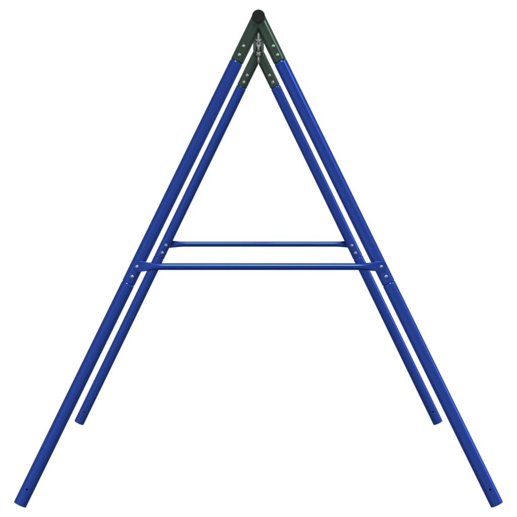 Vidaxl udendørs gyngestativ og 4 ophængningskroge, blåt stål