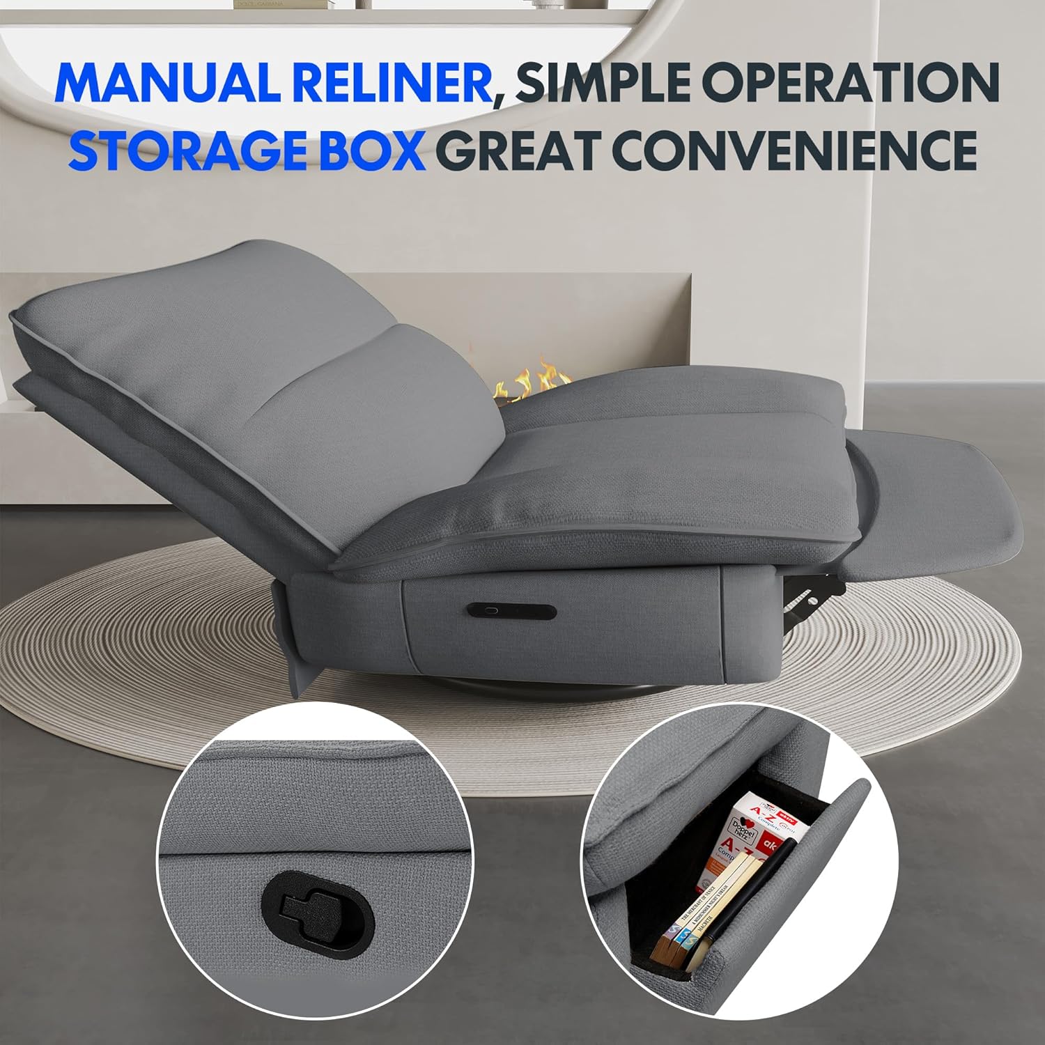 FLEXISPOT XC6 Relaxsessel, Drehsofa mit Wippfunktion, TV-Sessel mit verstellbarer Rückenlehne, Liegesessel für Schlafzimmer, Wohnzimmer und Heimkino (Beige)