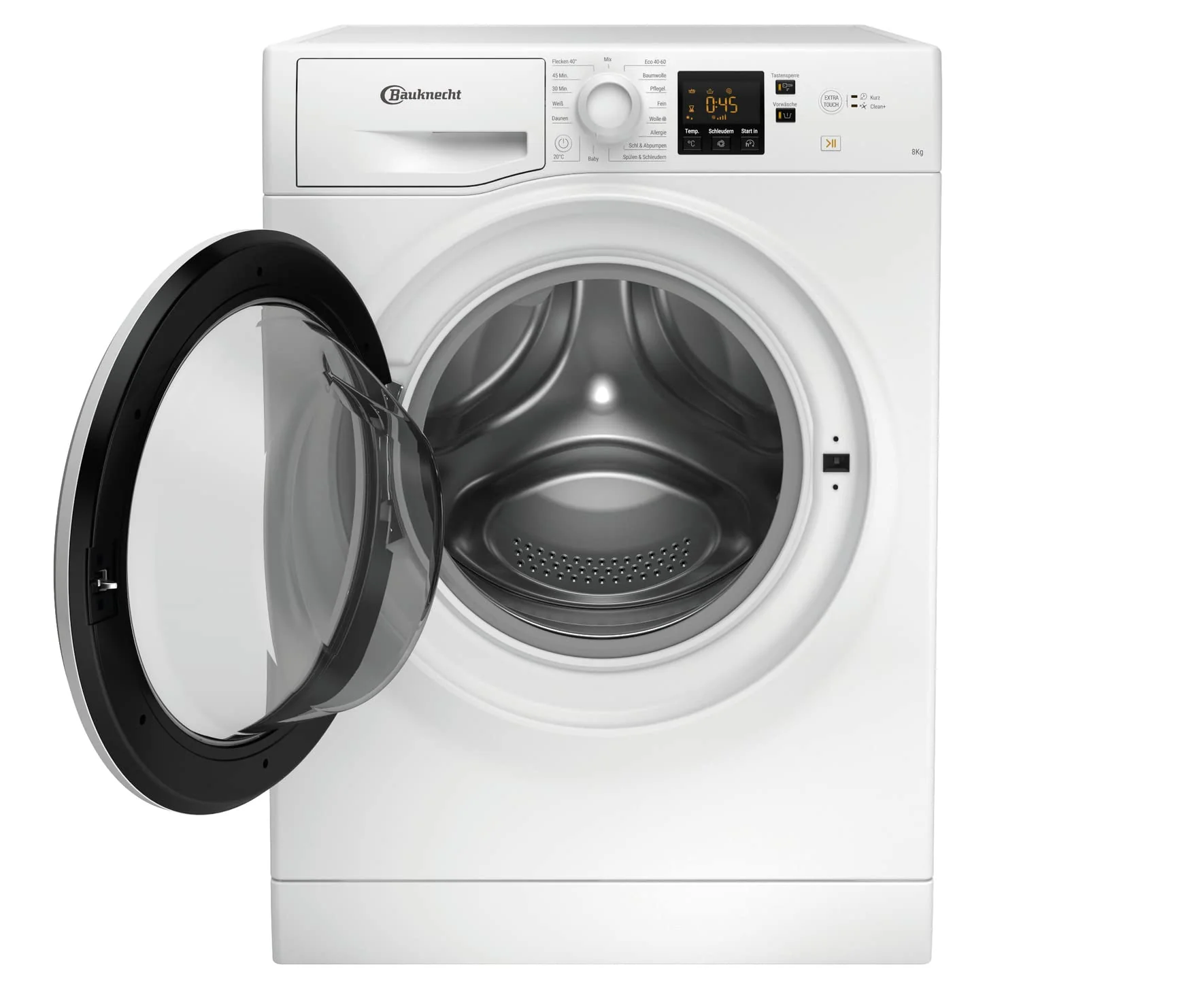 Bauknecht BPW 814 A Frontlader-Waschmaschine (Modelljahr 2025) / 8 kg / Leistungsstarke Fleckenentfernung / Clean Plus / 45-Minuten-Kurzprogramm / Anti-Allergy Plus / Automatische Beladungserkennung / Extra Touch-Option. Weiß