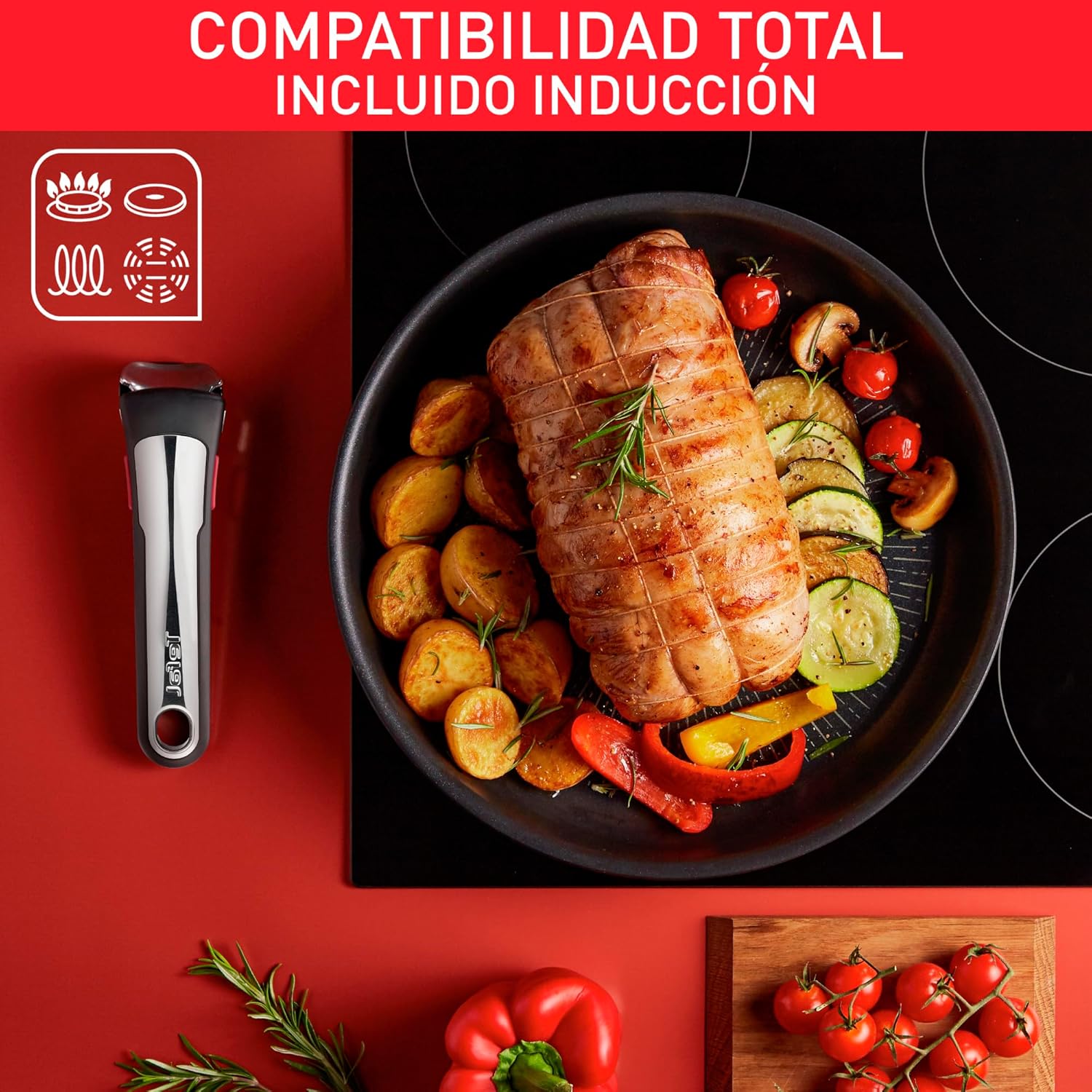 Tefal Ingenio Unlimited On – 3er-Set Töpfe (16/18/20 cm) + abnehmbarer Griff | Induktionsgeeignet, antihaftbeschichtet, mit Titanbeschichtung, Thermo-Signal, PFOA-frei, spülmaschinen- und ofenfest