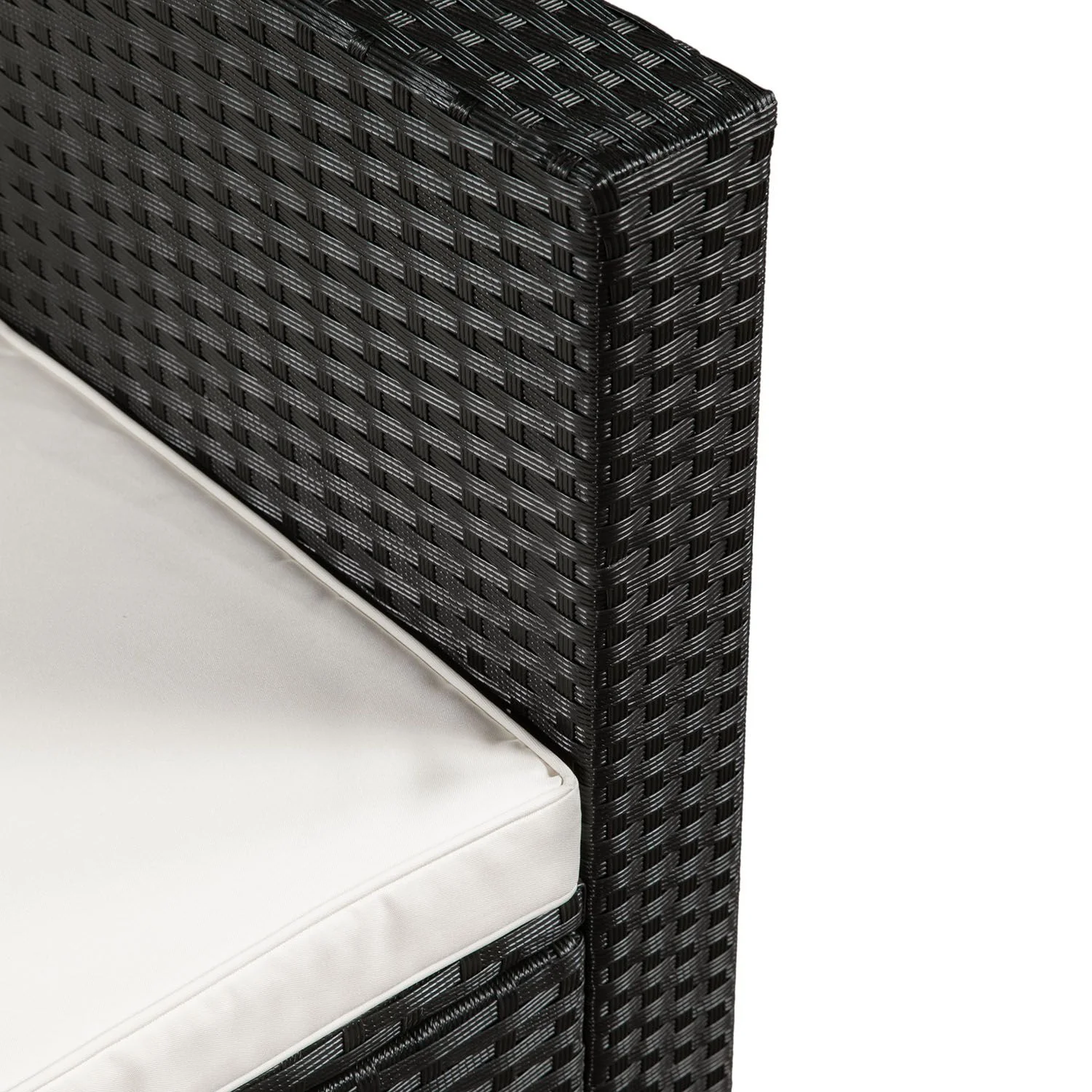 Ensemble de jardin en résine tressée Punta Cana M 2025, noir avec coussins gris