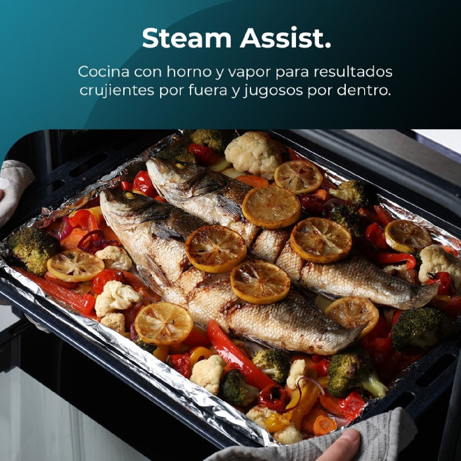 Four encastrable Bolero Hexa C126000 Inox A. 2800 W, capacité de 77 L, 4 fonctions, assistance vapeur, nettoyage vapeur facile, ventilateur de refroidissement, triple vitrage, classe énergétique A, éclairage intérieur [divers].