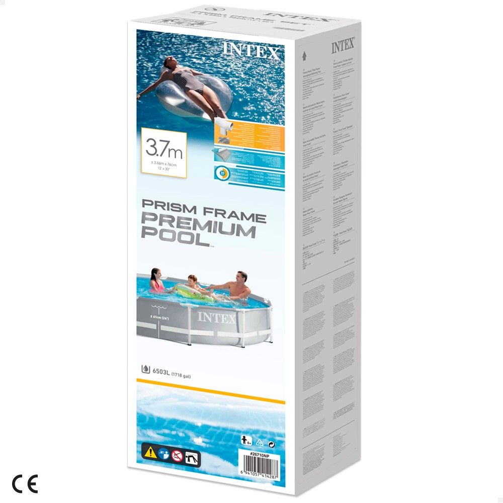 Abnehmbarer runder PVC-Schlauchpool 366x76 cm, Grau, Intex