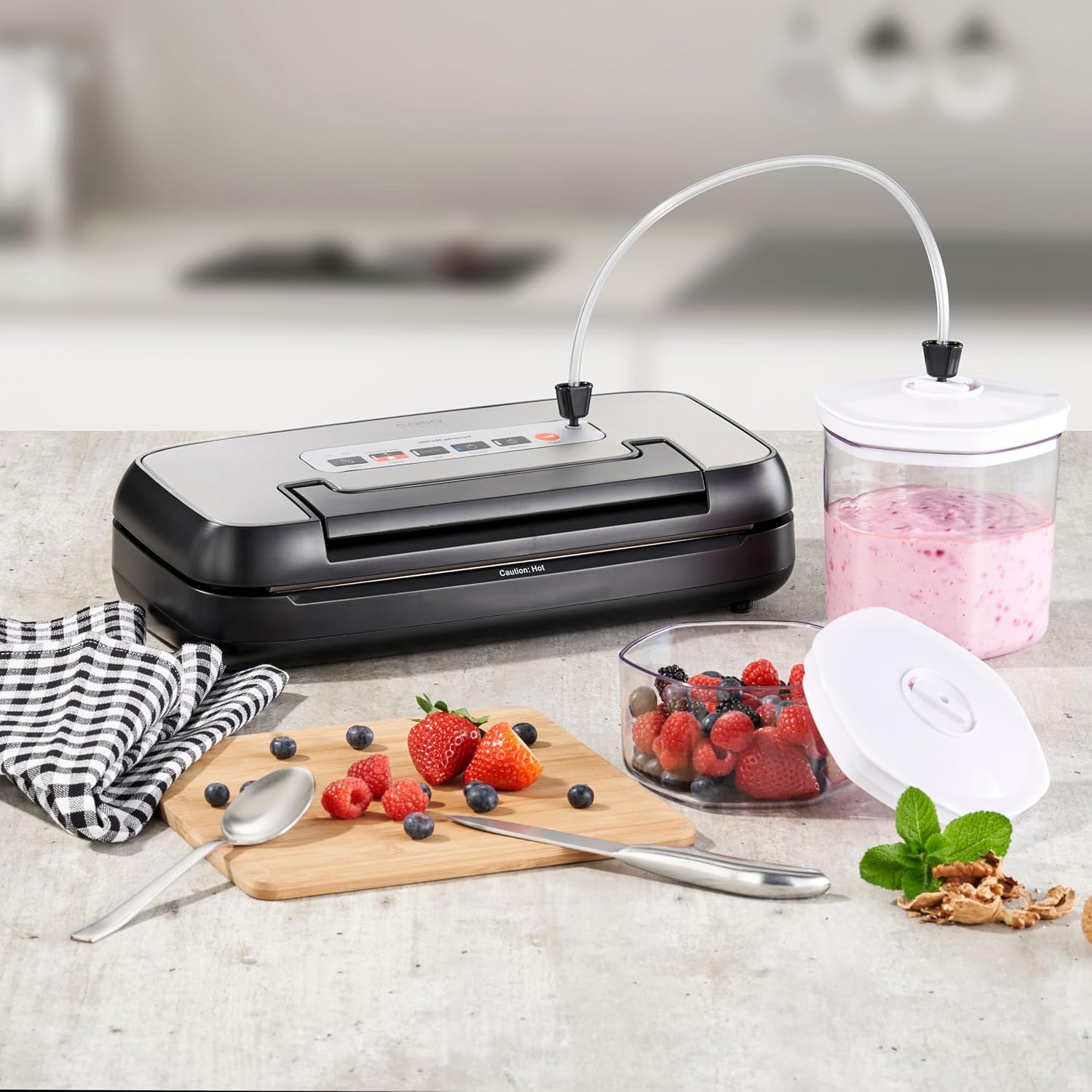 CASO VRH 790 Advanced Pro – Hochwertiger Vakuumierer für den privaten und professionellen Einsatz – Bis zu 200 Vakuumierzyklen in Folge möglich – Automatisches Vakuumieren von Flüssigkeiten – Edelstahl