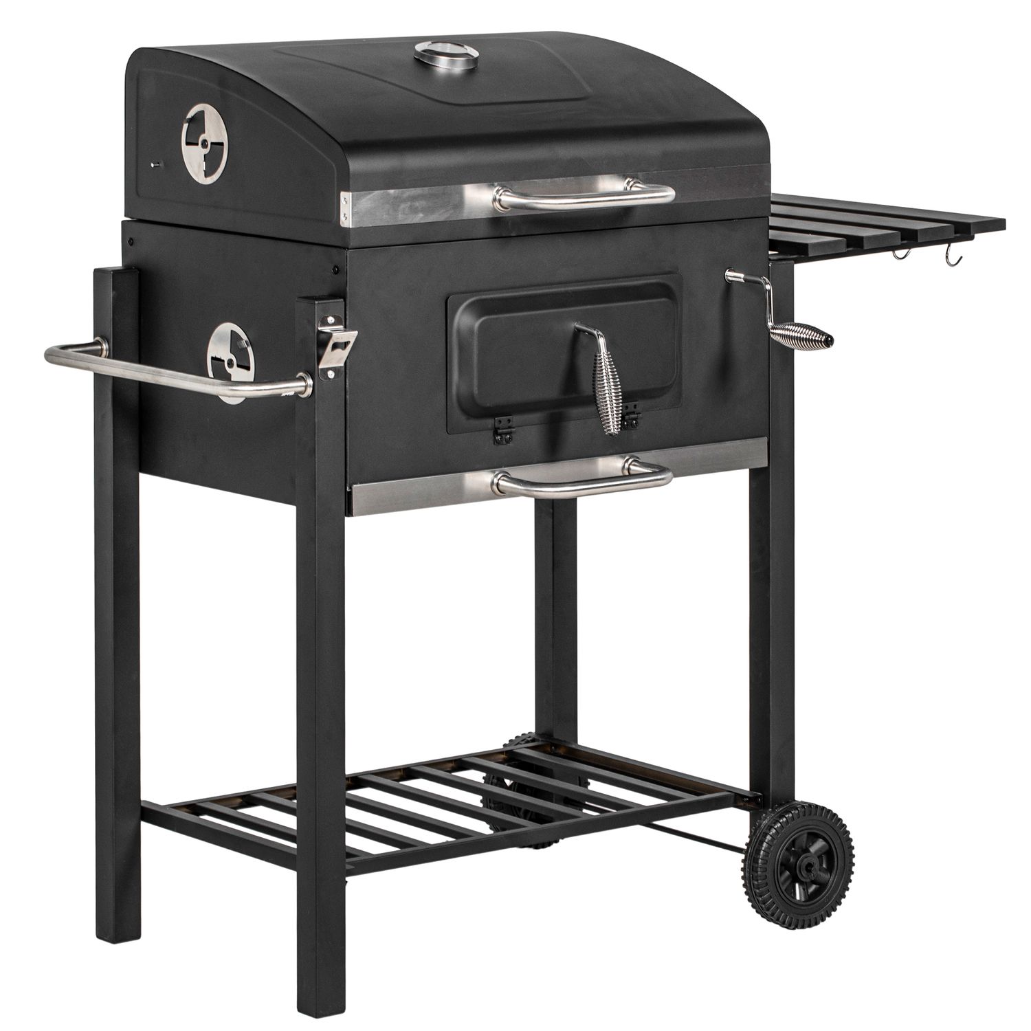 Outsunny Holzkohlegrill Edelstahl 113x65x108 cm Schwarz