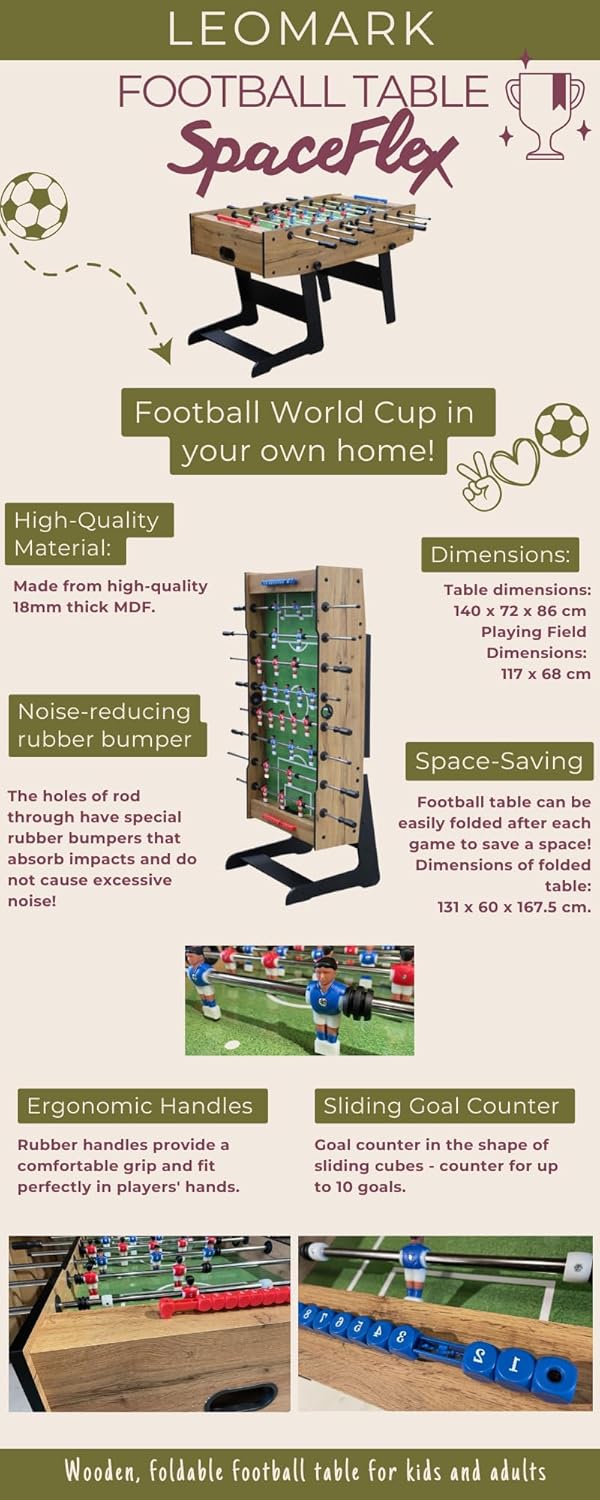 Leomark Spieltisch aus Holz für Kinder und Erwachsene | Spielspaß zu Hause oder auf Partys, Familienunterhaltung | Stabil, lehrreich und einfach aufzubauen