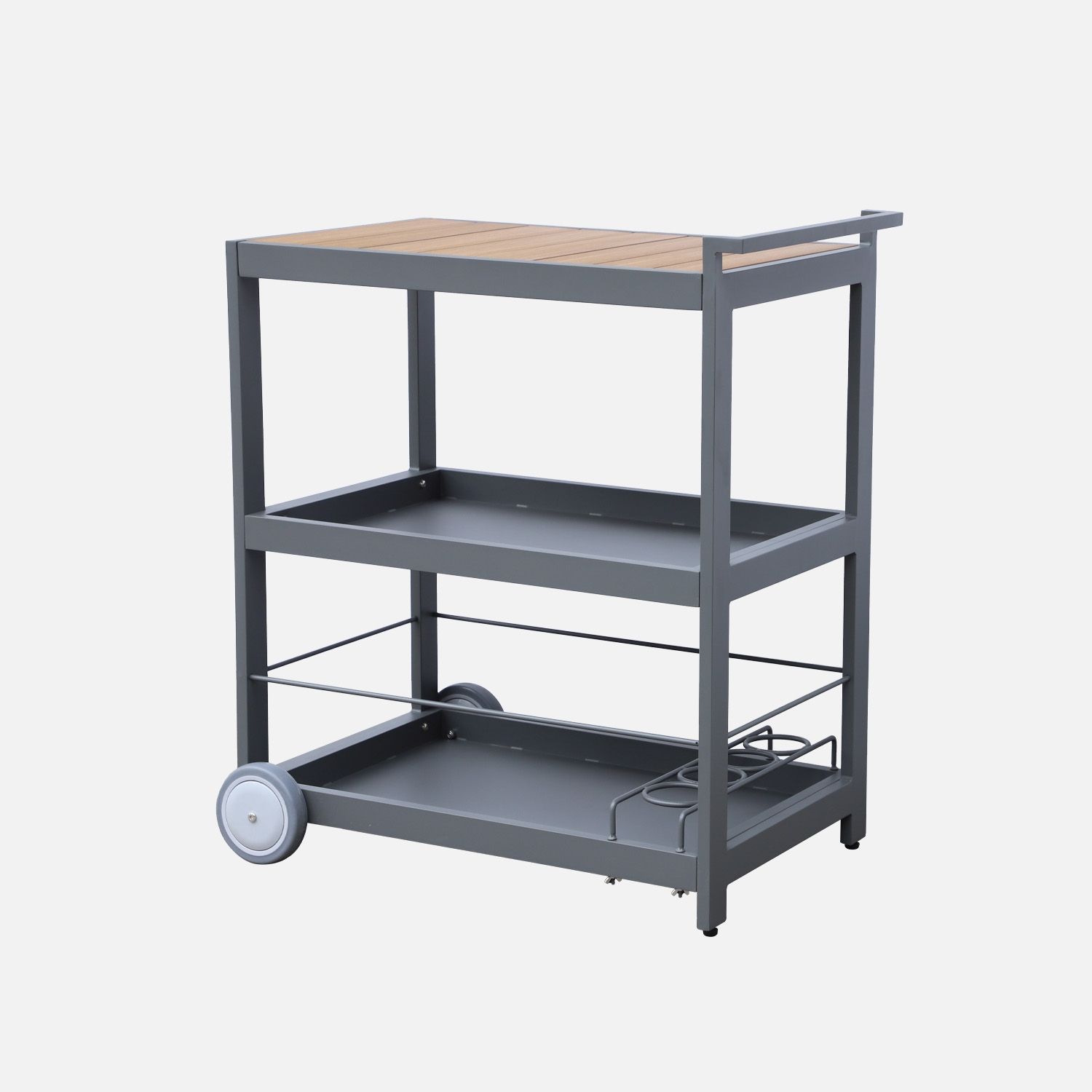 Aluminium-Gartentisch mit Rollen und Griff, 84 cm, Anthrazit