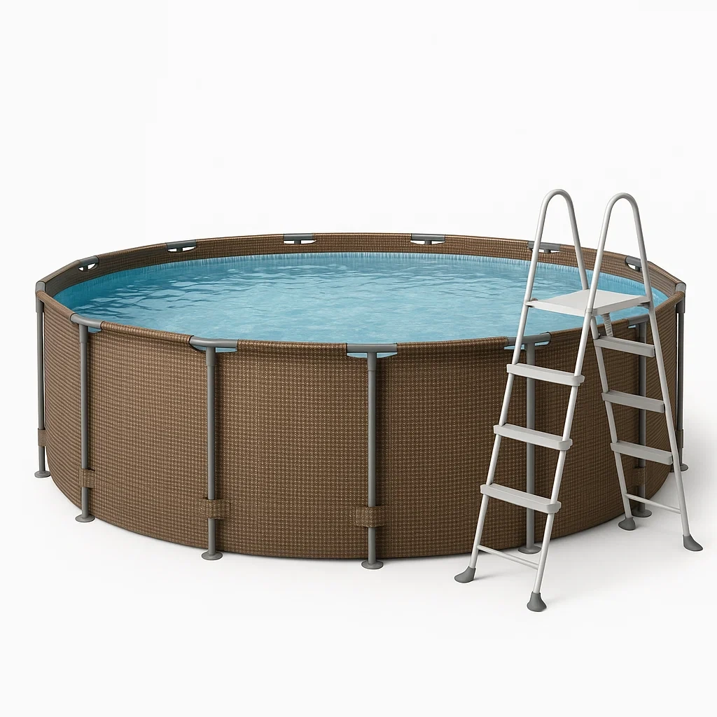 Piscine tubulaire ronde démontable 358 x 98 cm, couleur marron, avec filtre et échelle ufWPEFI278ru